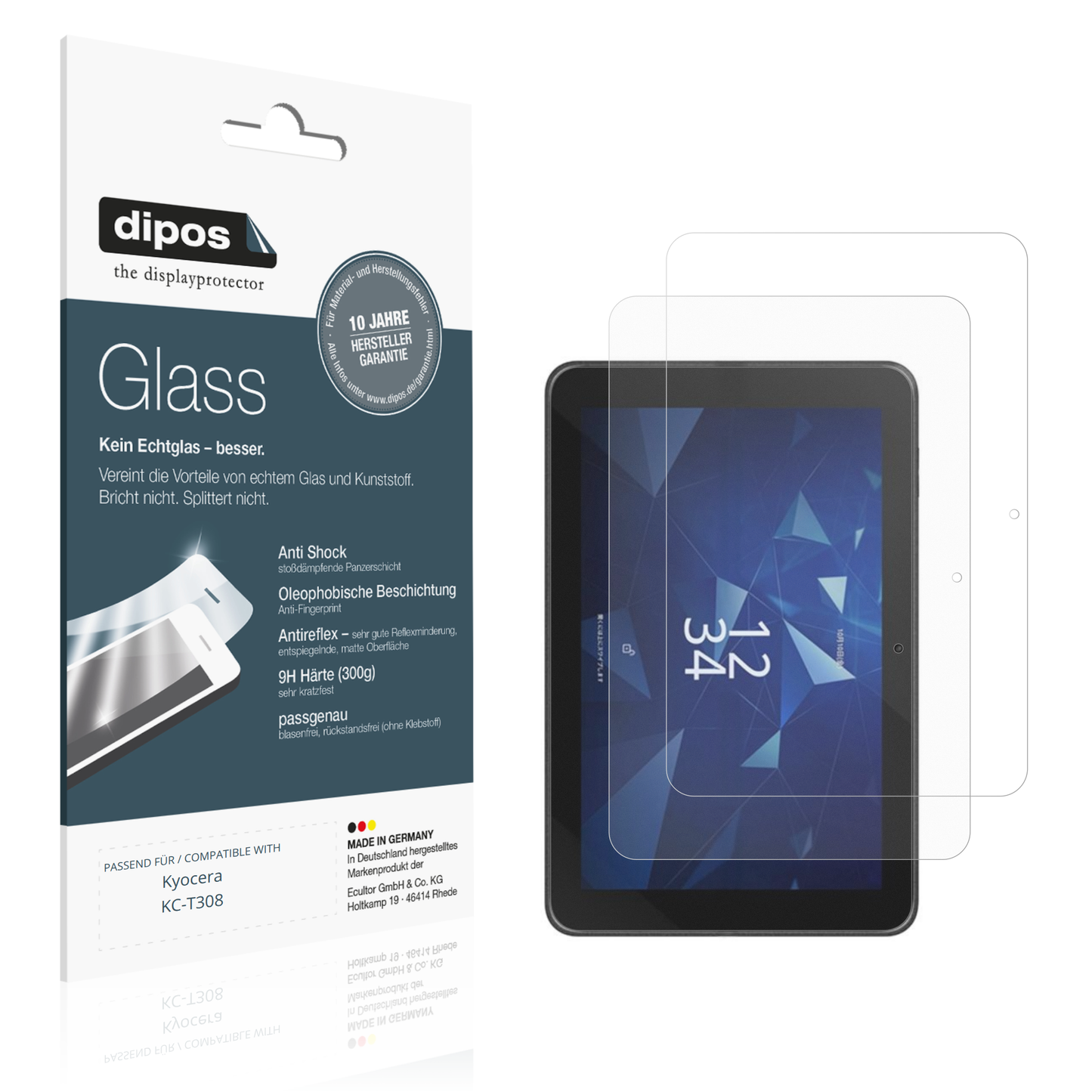 Matte Displayschutzfolie von dipos passend für Kyocera KC-T308, 9H kratzfest und blasenfrei montiert
