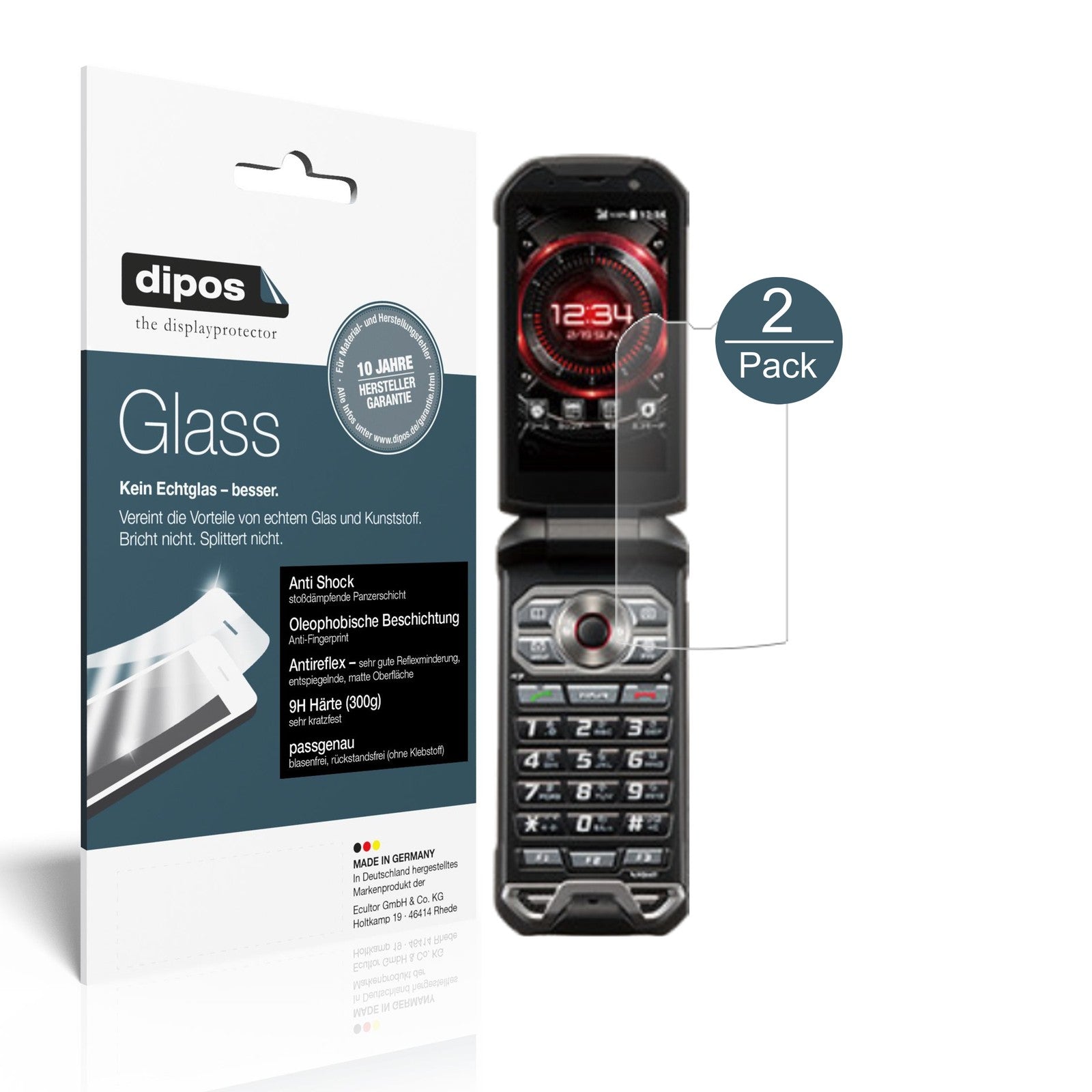 Matte Displayschutzfolie von dipos passend für Kyocera Torque X01, 9H kratzfest und blasenfrei montiert