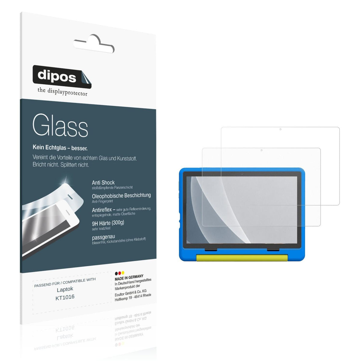 Matte Displayschutzfolie von dipos passend für Laptok KT1016, 9H kratzfest und blasenfrei montiert