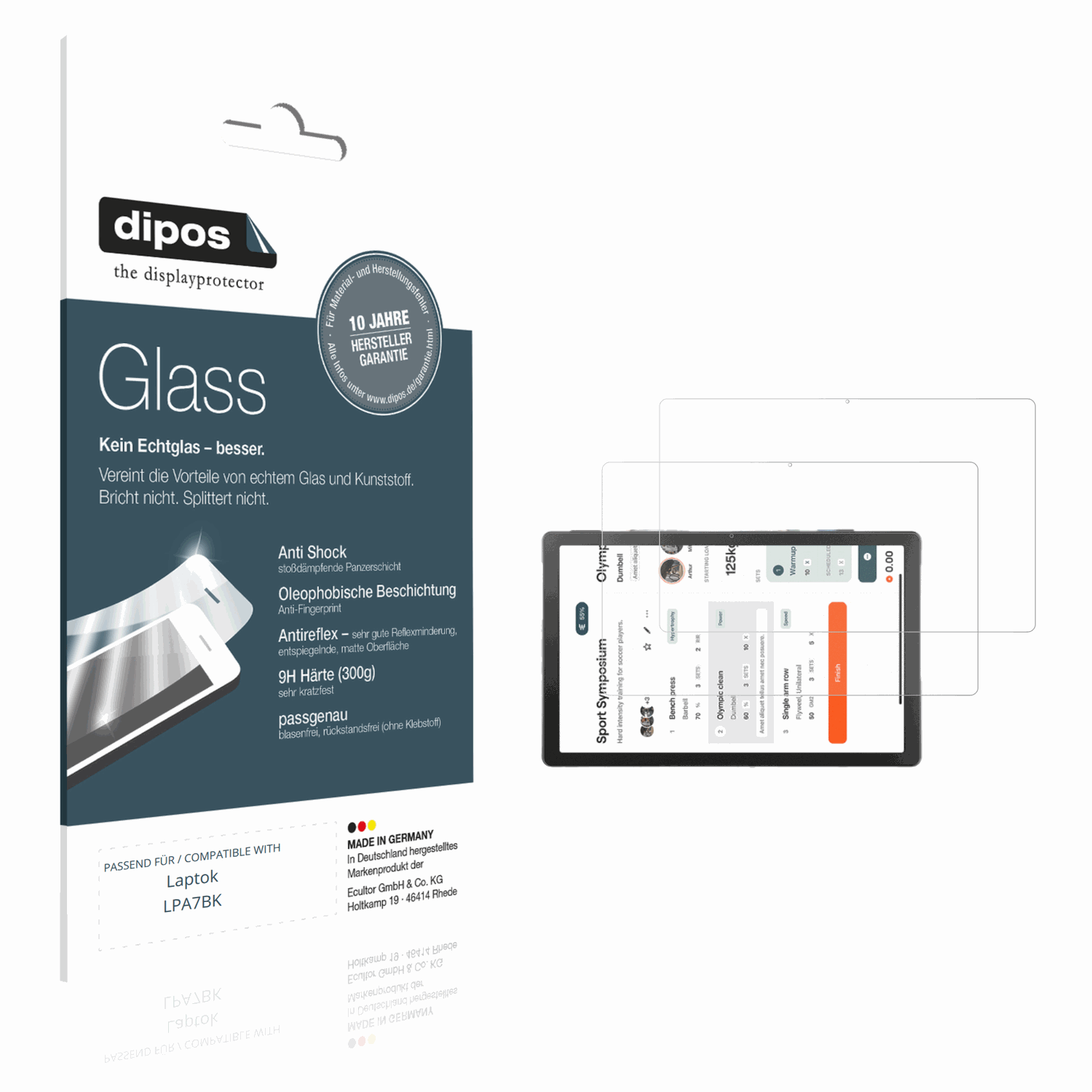 Matte Displayschutzfolie von dipos passend für Laptok LPA7BK, 9H kratzfest und blasenfrei montiert