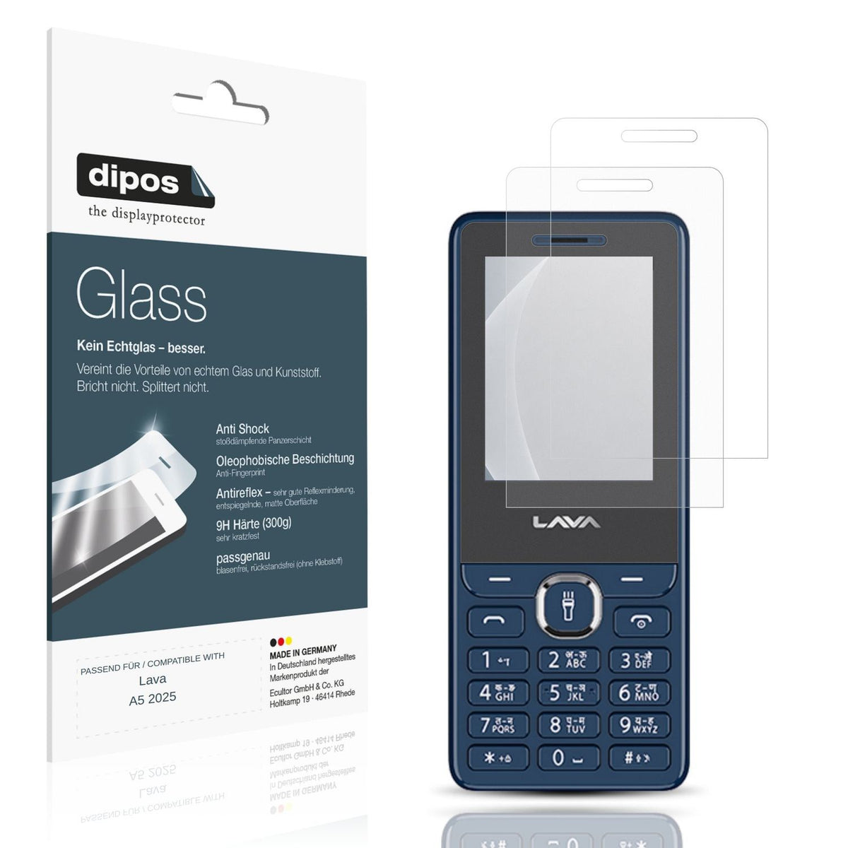 Matte Displayschutzfolie von dipos passend für Lava A5 2025, 9H kratzfest und blasenfrei montiert