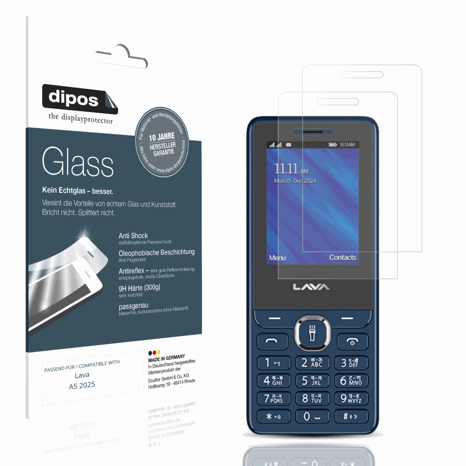 Matte Displayschutzfolie von dipos passend für Lava A5 2025, 9H kratzfest und blasenfrei montiert