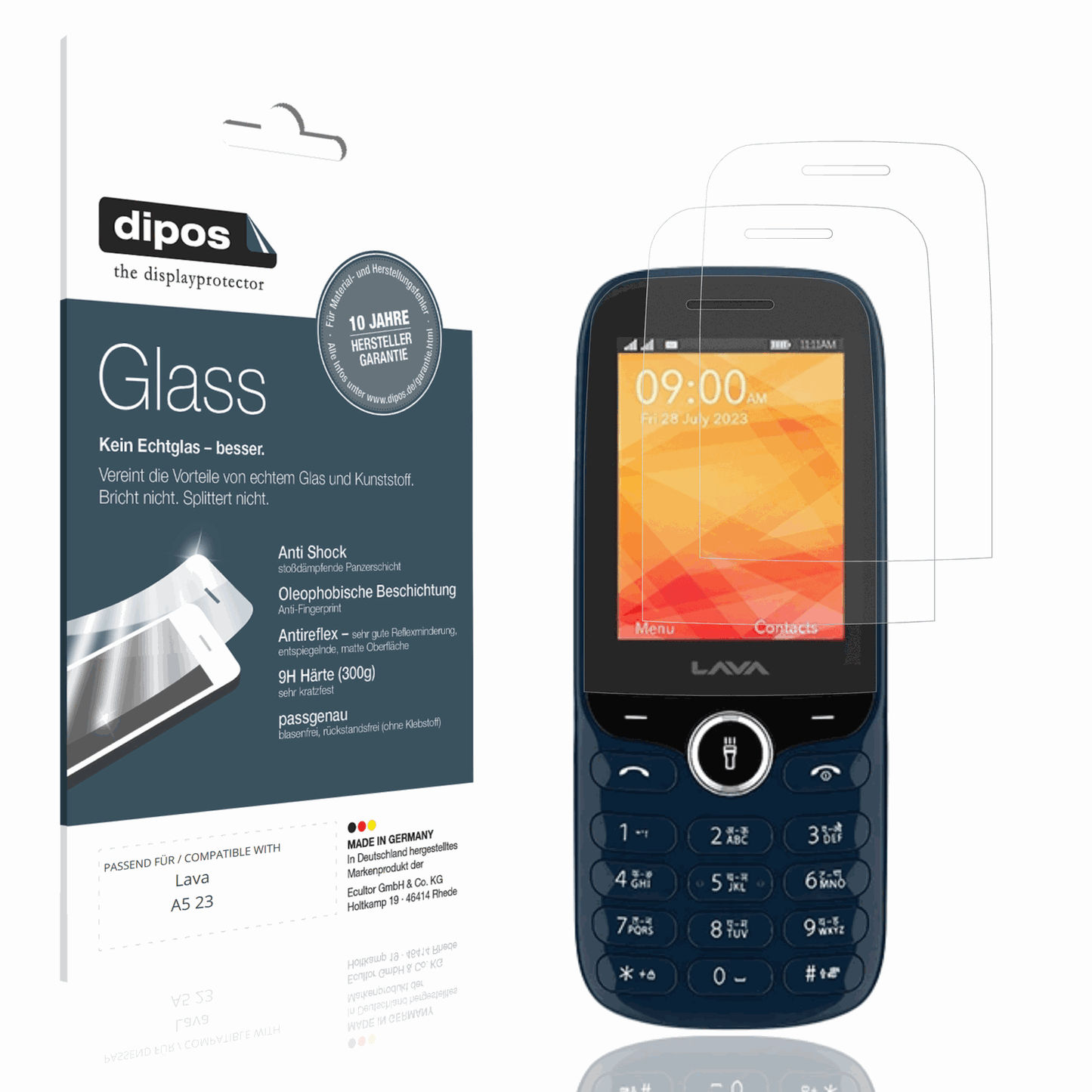 Matte Displayschutzfolie von dipos passend für Lava A5 23, 9H kratzfest und blasenfrei montiert