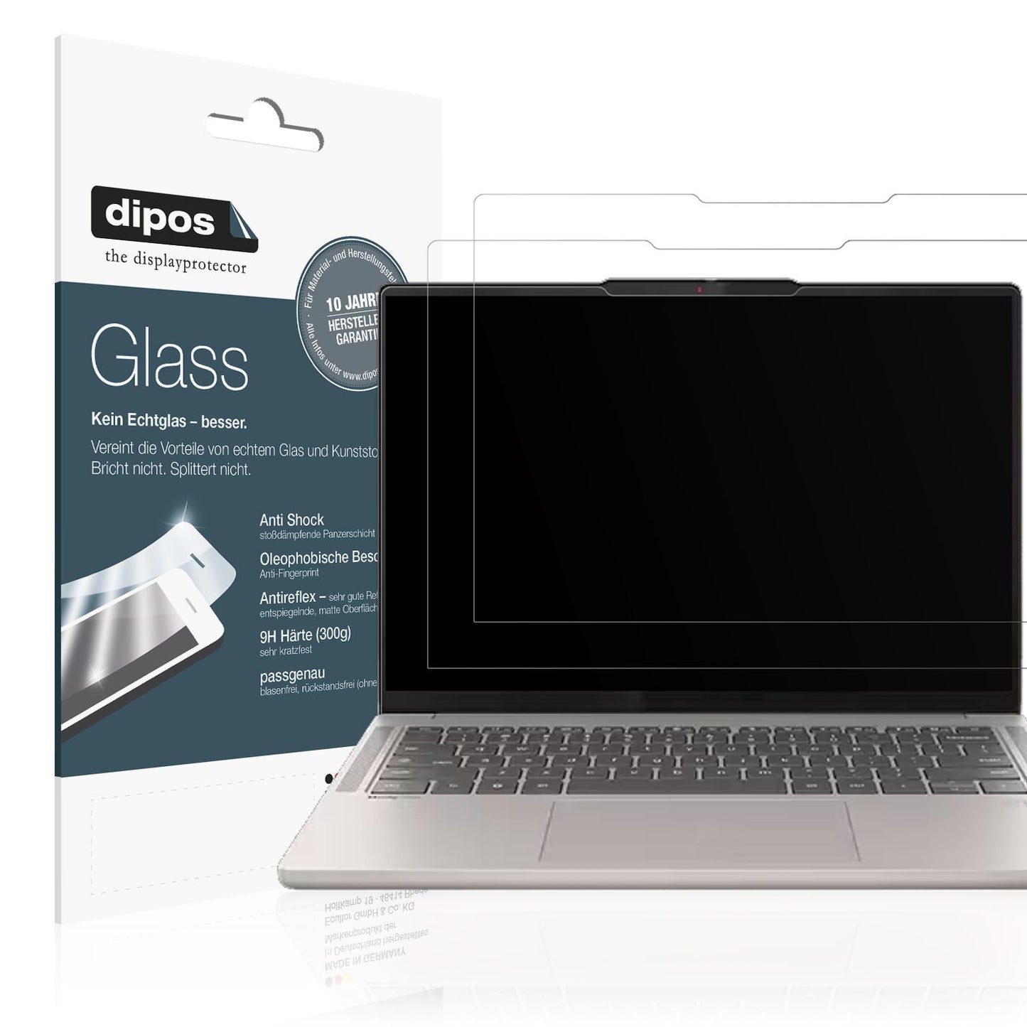 Matte Displayschutzfolie von dipos passend für Lenovo Chromebook Plus Gen 10 16 Zoll, 9H kratzfest und blasenfrei montiert