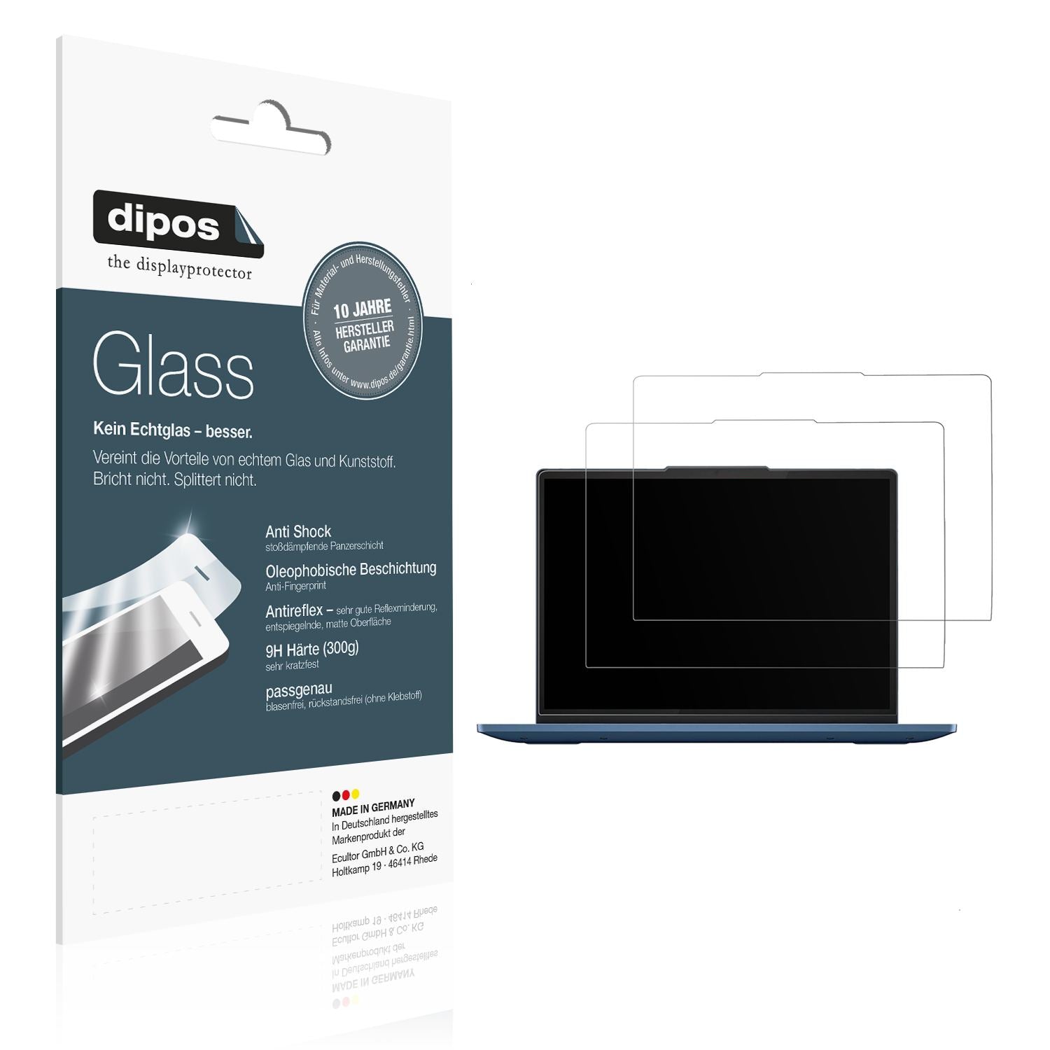 Matte Displayschutzfolie von dipos passend für Lenovo IdeaPad Flex 3i 12 Zoll, 9H kratzfest und blasenfrei montiert