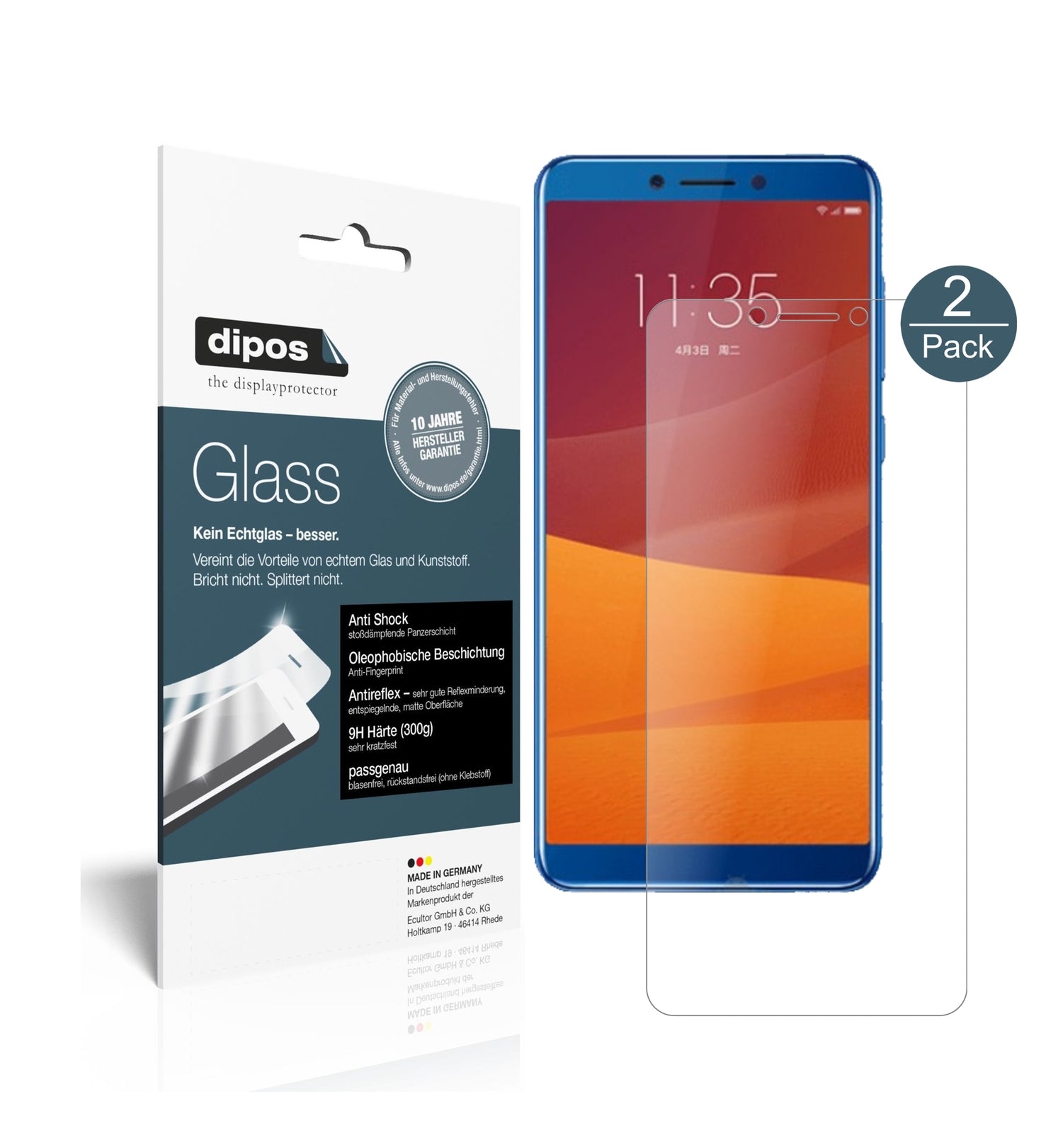 Matte Displayschutzfolie von dipos passend für Lenovo K5 Play, 9H kratzfest und blasenfrei montiert