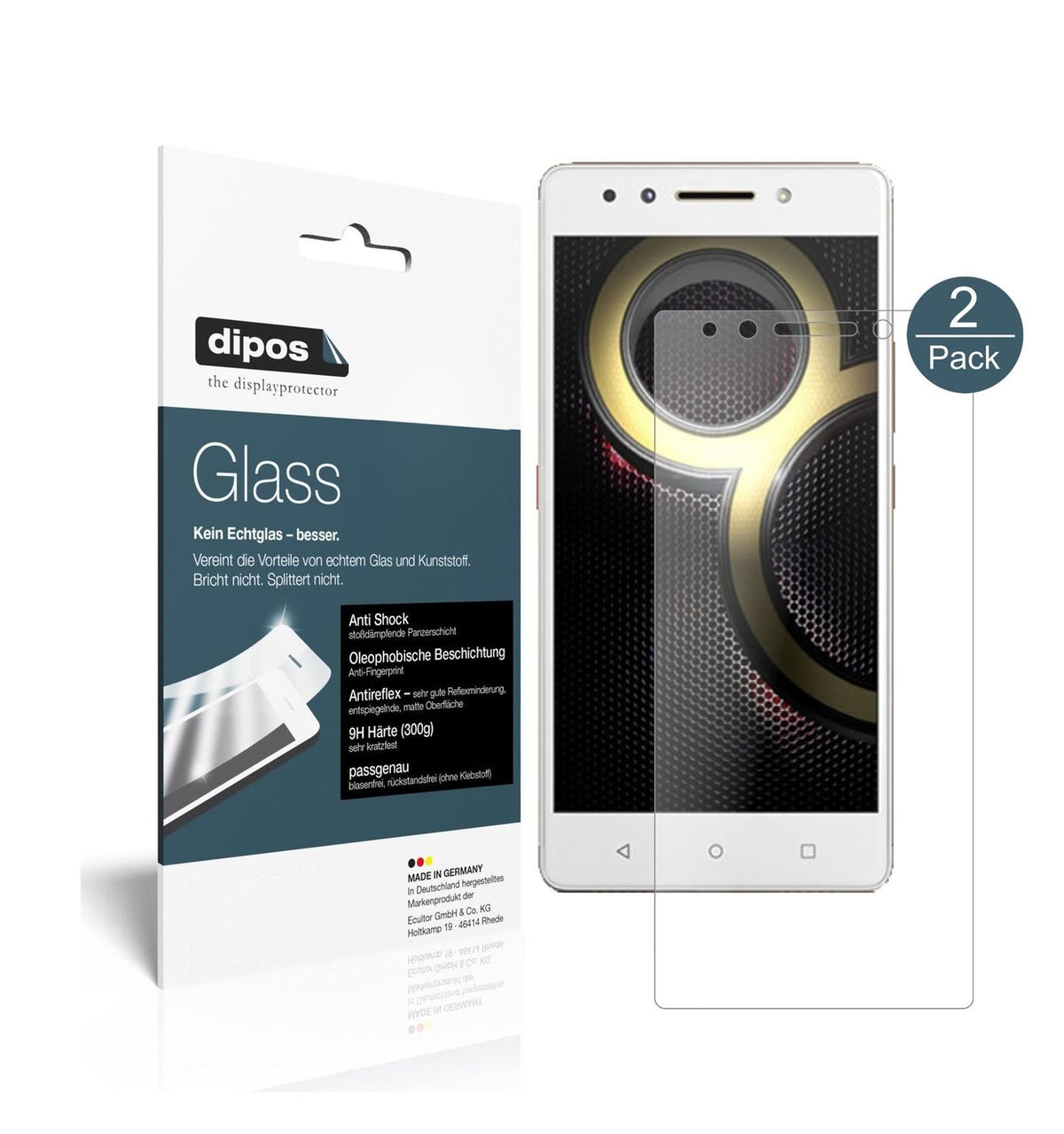 Matte Displayschutzfolie von dipos passend für Lenovo K8 Note, 9H kratzfest und blasenfrei montiert