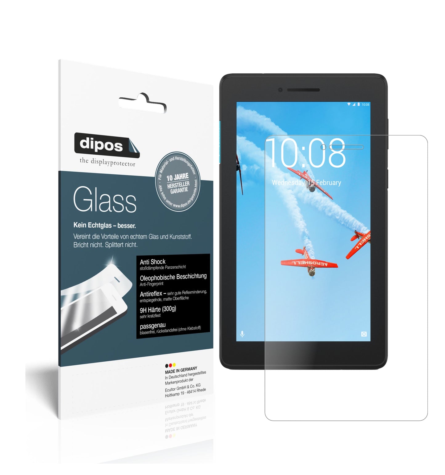 Matte Displayschutzfolie von dipos passend für Lenovo TB-7104F, 9H kratzfest und blasenfrei montiert