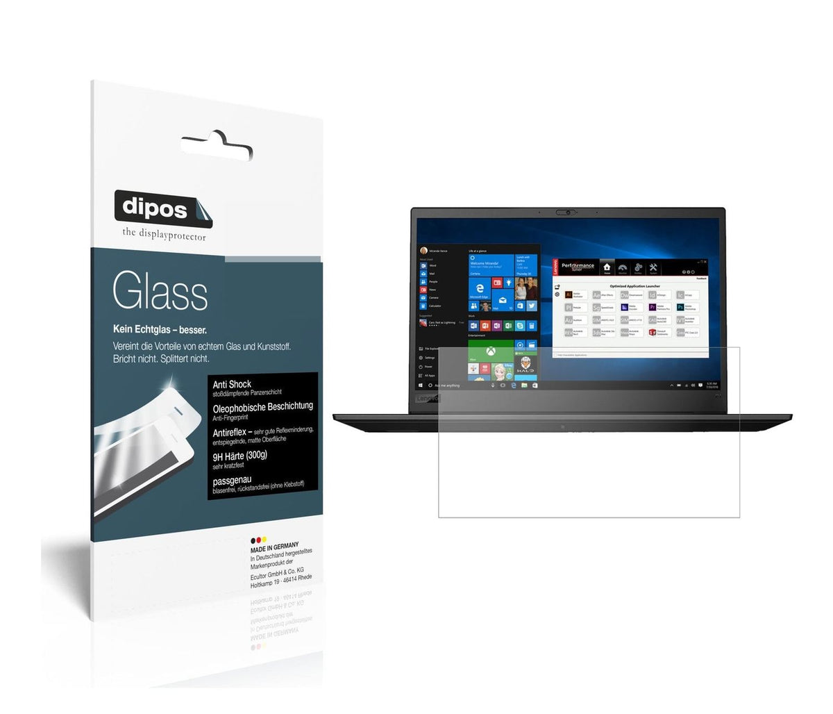 Matte Displayschutzfolie von dipos passend für Lenovo ThinkPad P1, 9H kratzfest und blasenfrei montiert