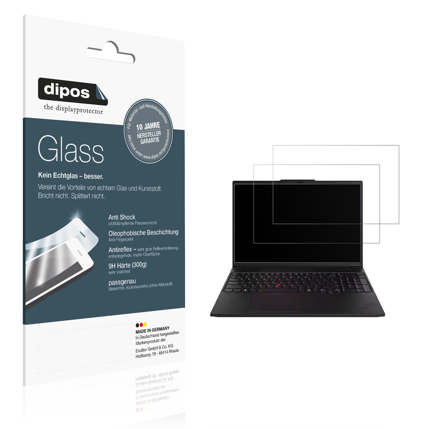 Matte Displayschutzfolie von dipos passend für Lenovo ThinkPad P16 Gen 3, 9H kratzfest und blasenfrei montiert