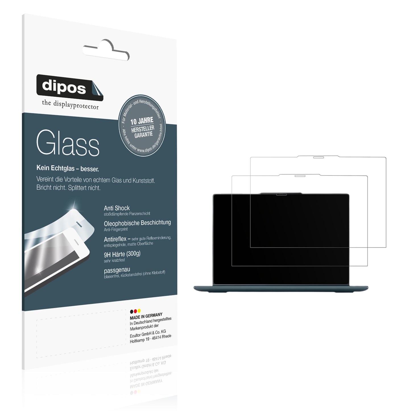 Matte Displayschutzfolie von dipos passend für Lenovo Yoga 7i 2-in-1 Gen 9 - 16 83DLCTO1WWDE1, 9H kratzfest und blasenfrei montiert