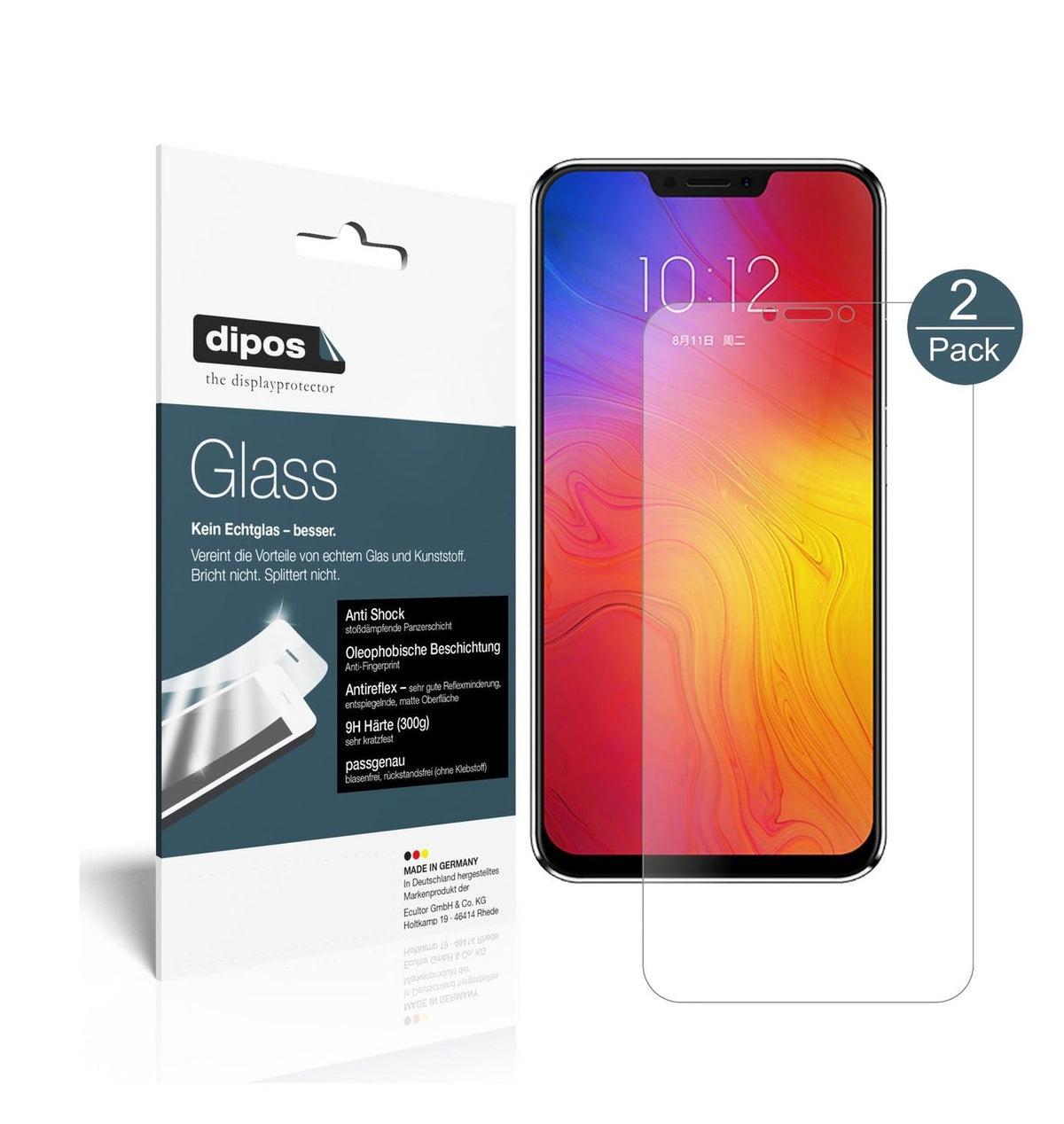 Matte Displayschutzfolie von dipos passend für Lenovo Z5, 9H kratzfest und blasenfrei montiert