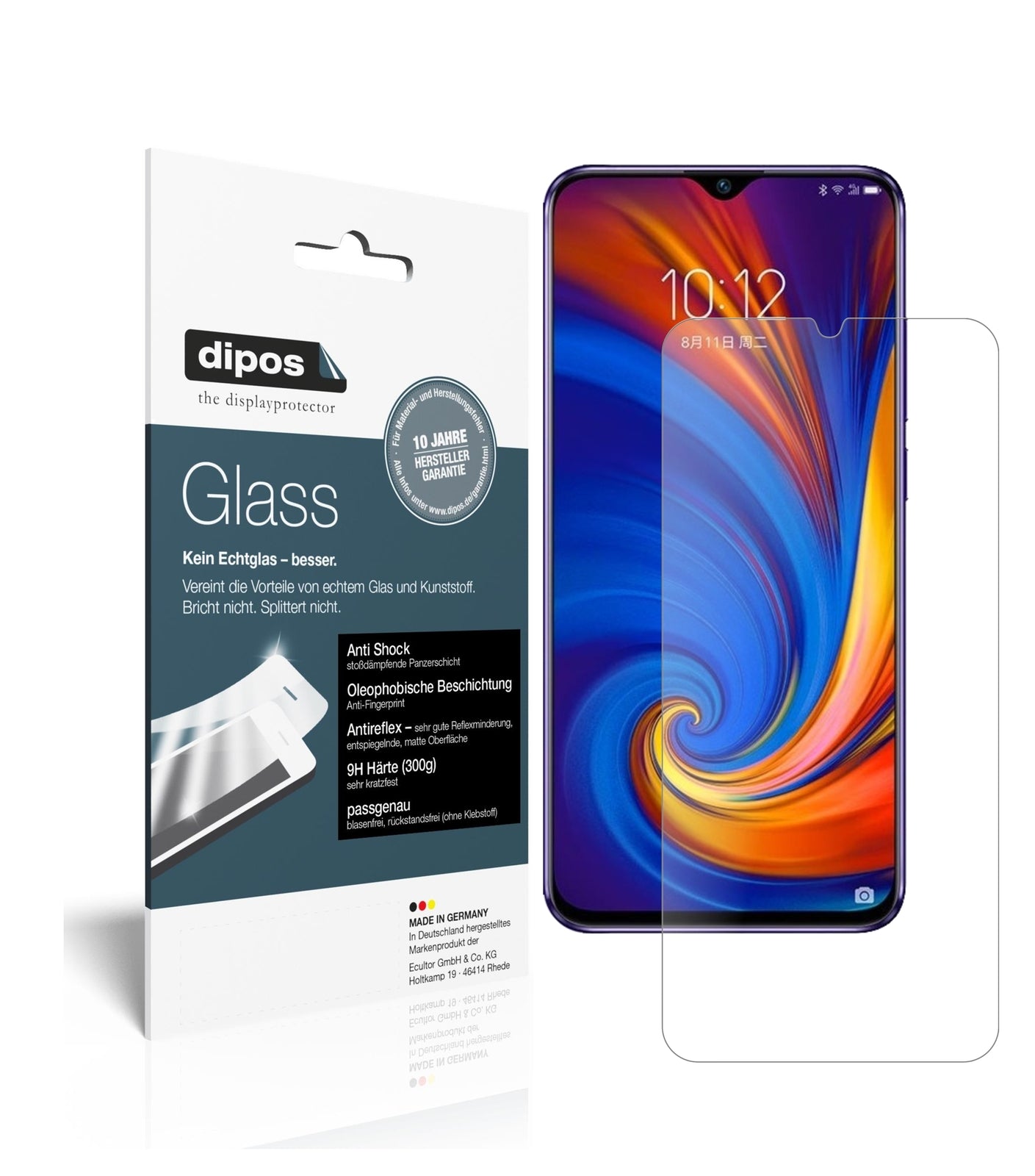 Matte Displayschutzfolie von dipos passend für Lenovo Z5s, 9H kratzfest und blasenfrei montiert