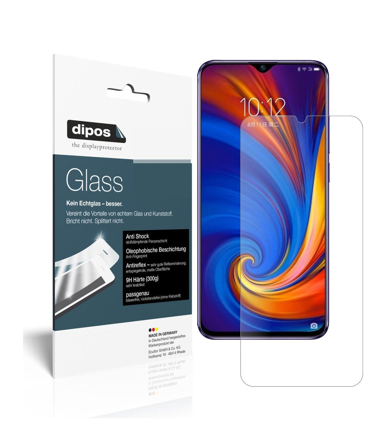 Matte Displayschutzfolie von dipos passend für Lenovo Z5s, 9H kratzfest und blasenfrei montiert