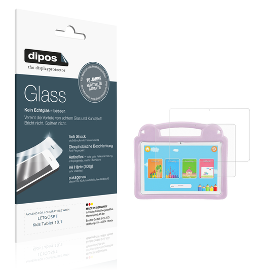 Matte Displayschutzfolie von dipos passend für LETGOSPT Kids Tablet 10.1, 9H kratzfest und blasenfrei montiert