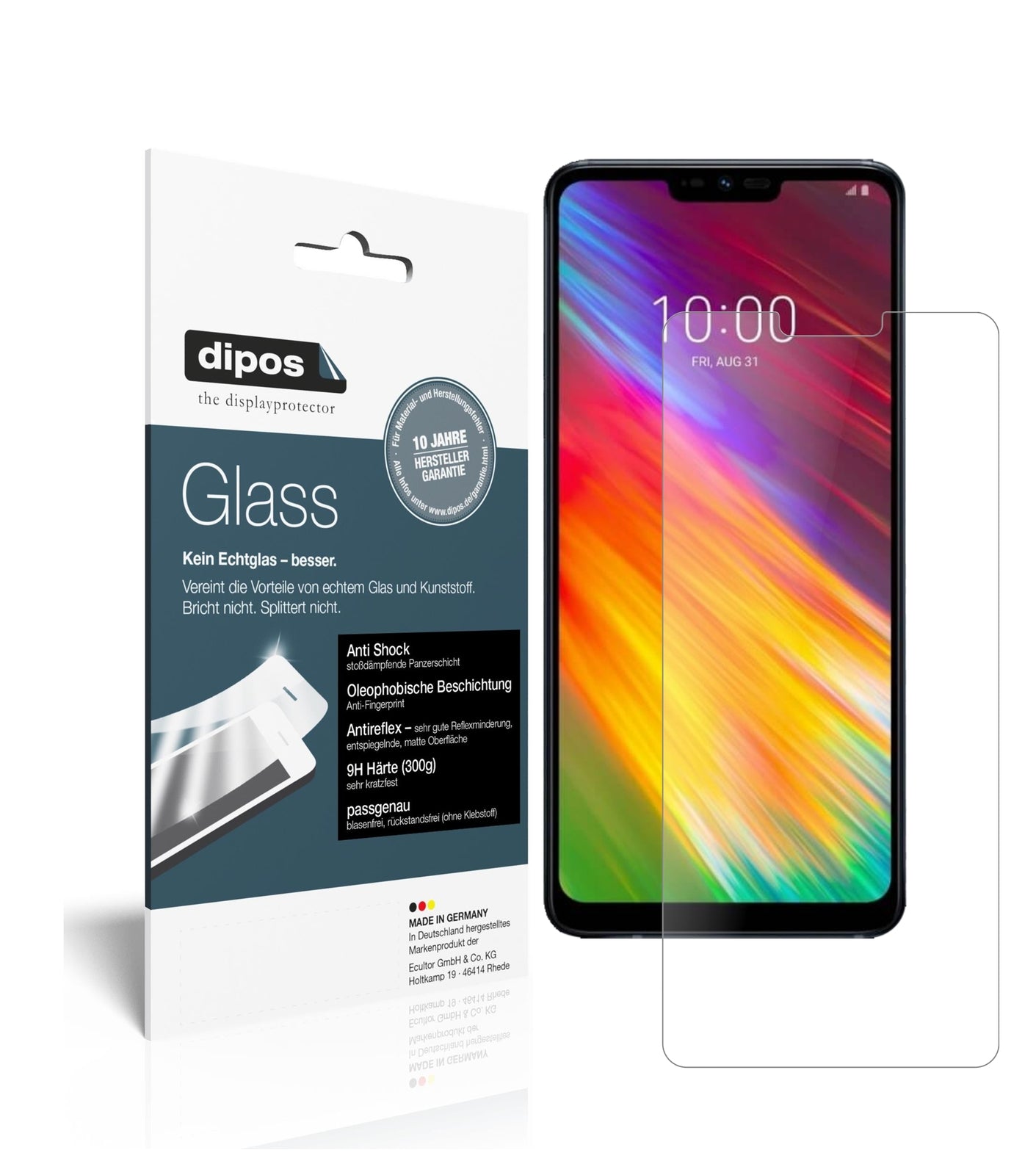 Matte Displayschutzfolie von dipos passend für LG G7 Fit, 9H kratzfest und blasenfrei montiert
