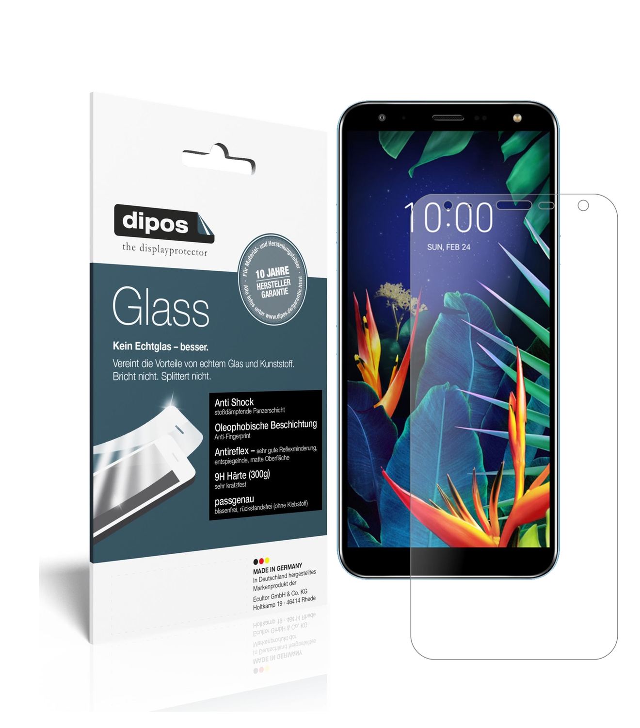 Matte Displayschutzfolie von dipos passend für LG K40, 9H kratzfest und blasenfrei montiert