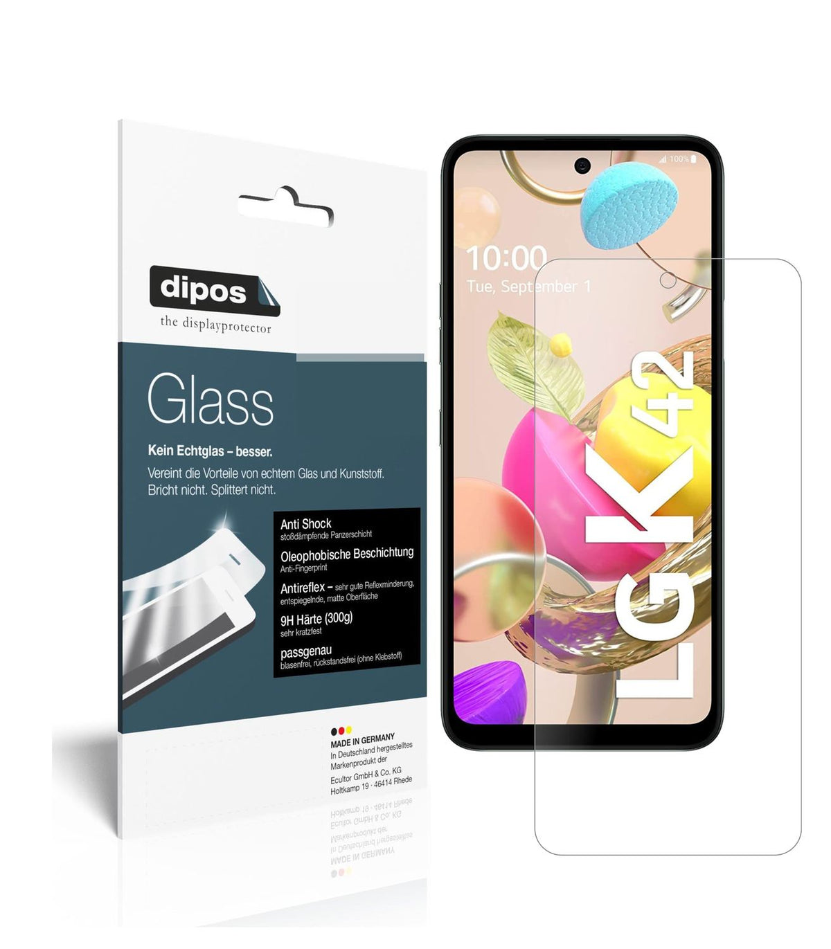 Matte Displayschutzfolie von dipos passend für LG K42, 9H kratzfest und blasenfrei montiert