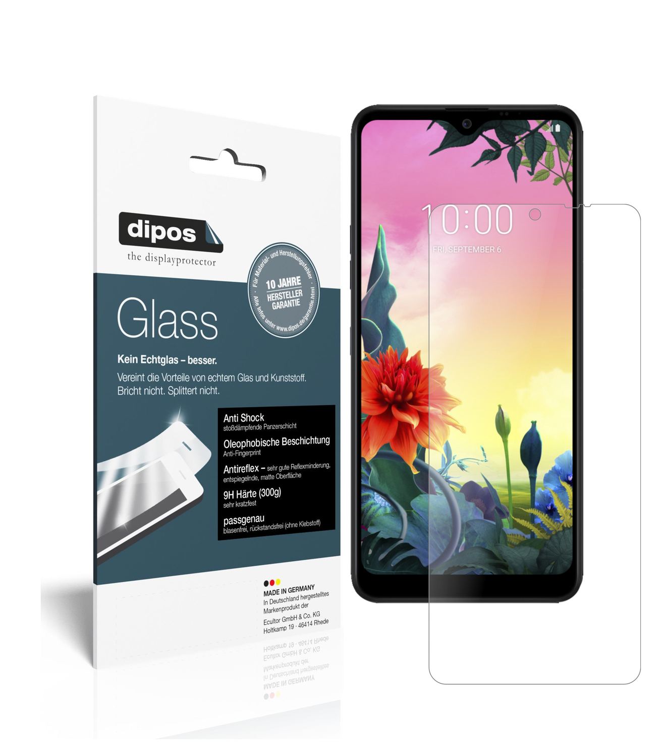 Matte Displayschutzfolie von dipos passend für LG K50S, 9H kratzfest und blasenfrei montiert