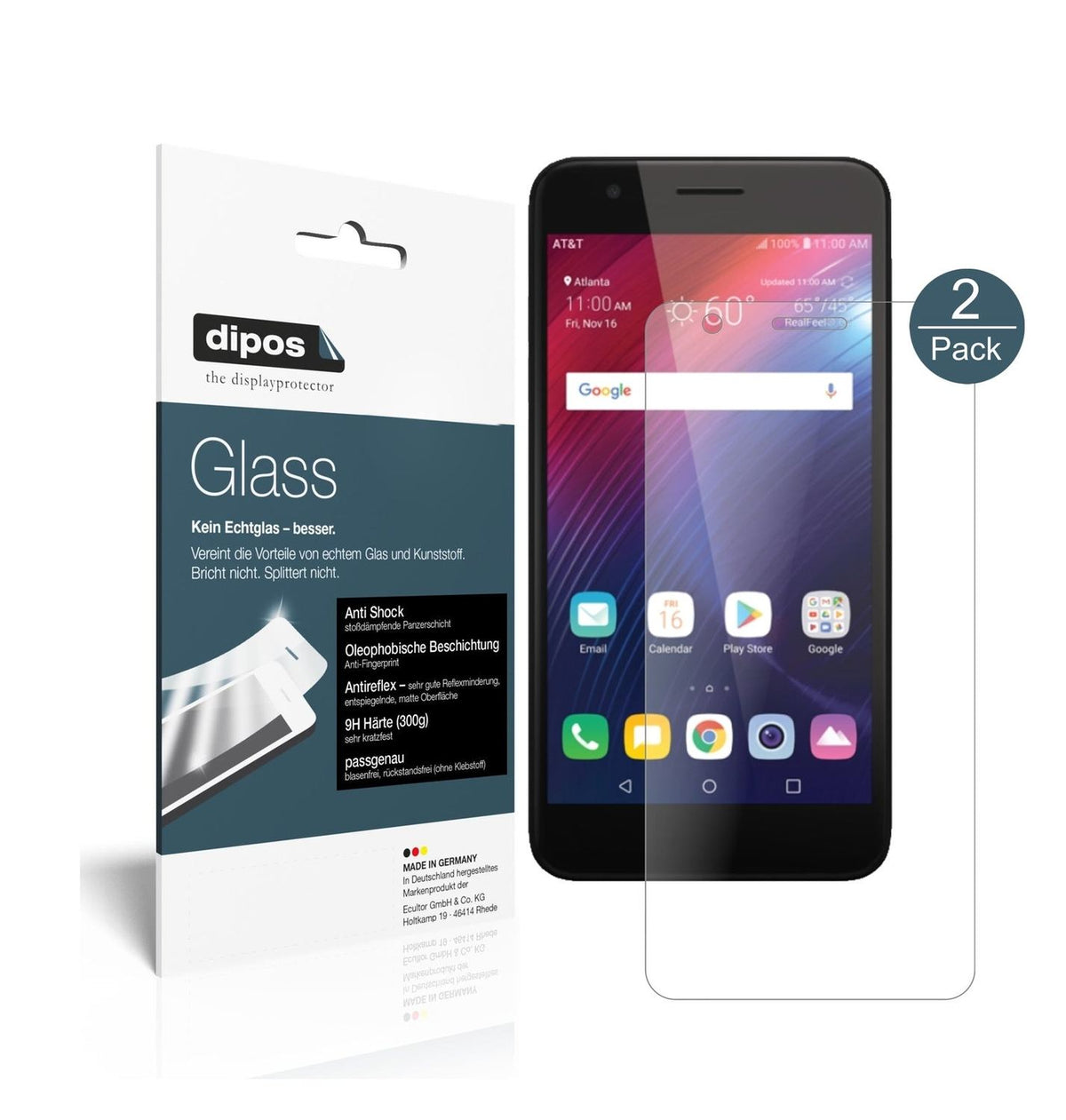 Matte Displayschutzfolie von dipos passend für LG Phoenix Plus, 9H kratzfest und blasenfrei montiert