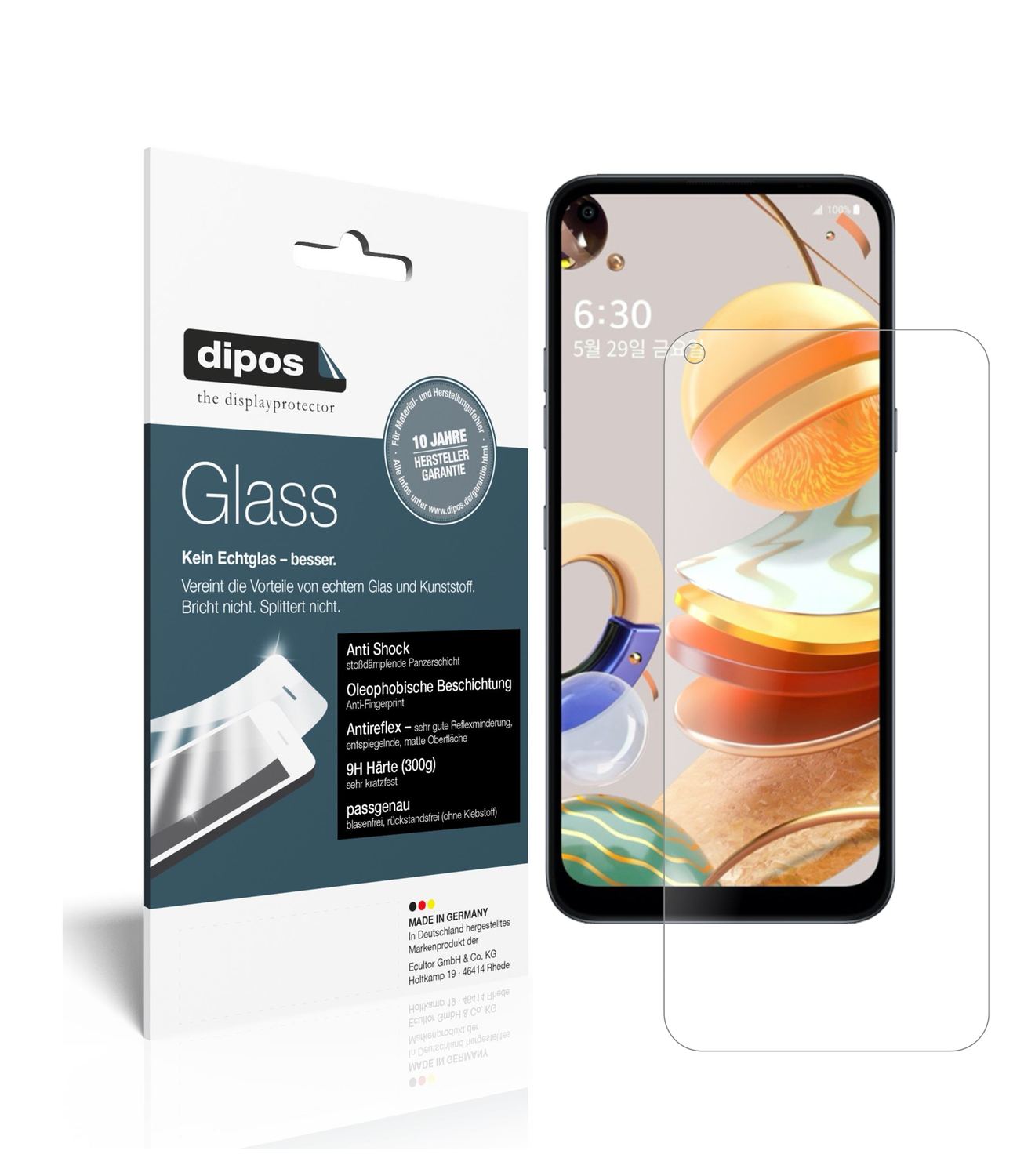 Matte Displayschutzfolie von dipos passend für LG Q61, 9H kratzfest und blasenfrei montiert