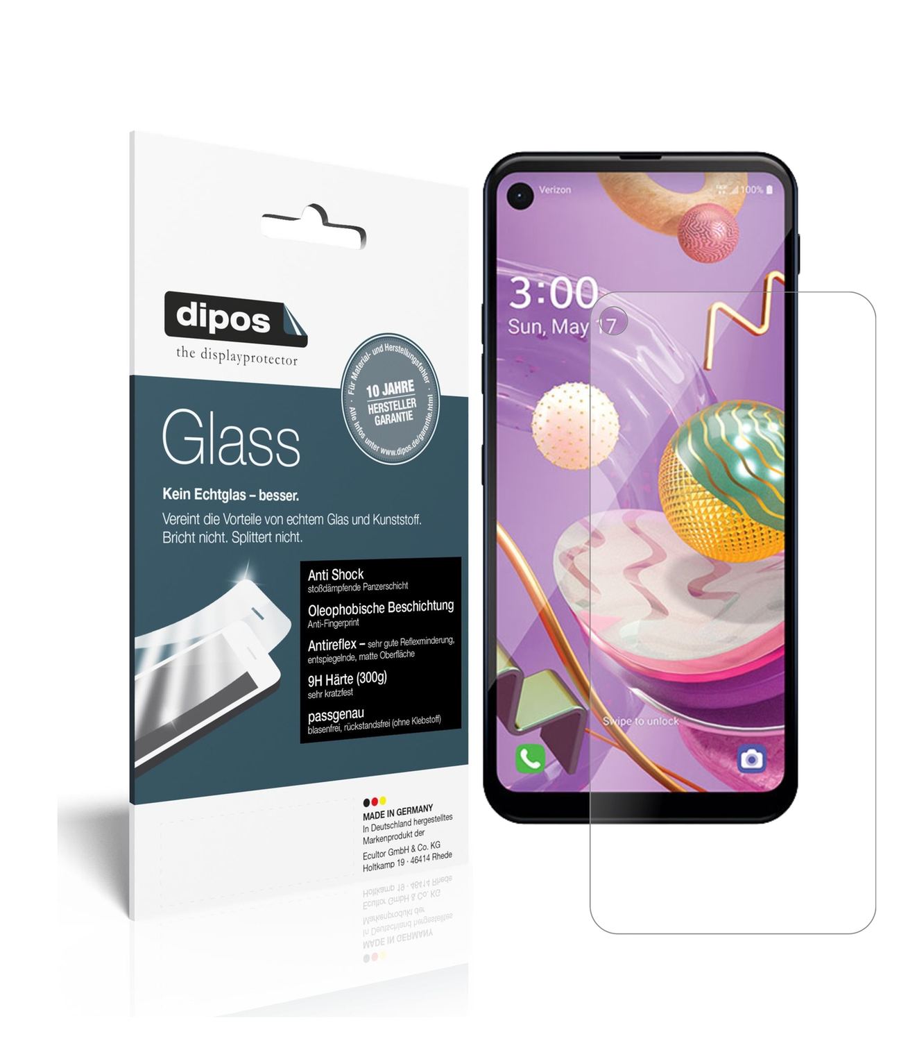 Matte Displayschutzfolie von dipos passend für LG Q70, 9H kratzfest und blasenfrei montiert