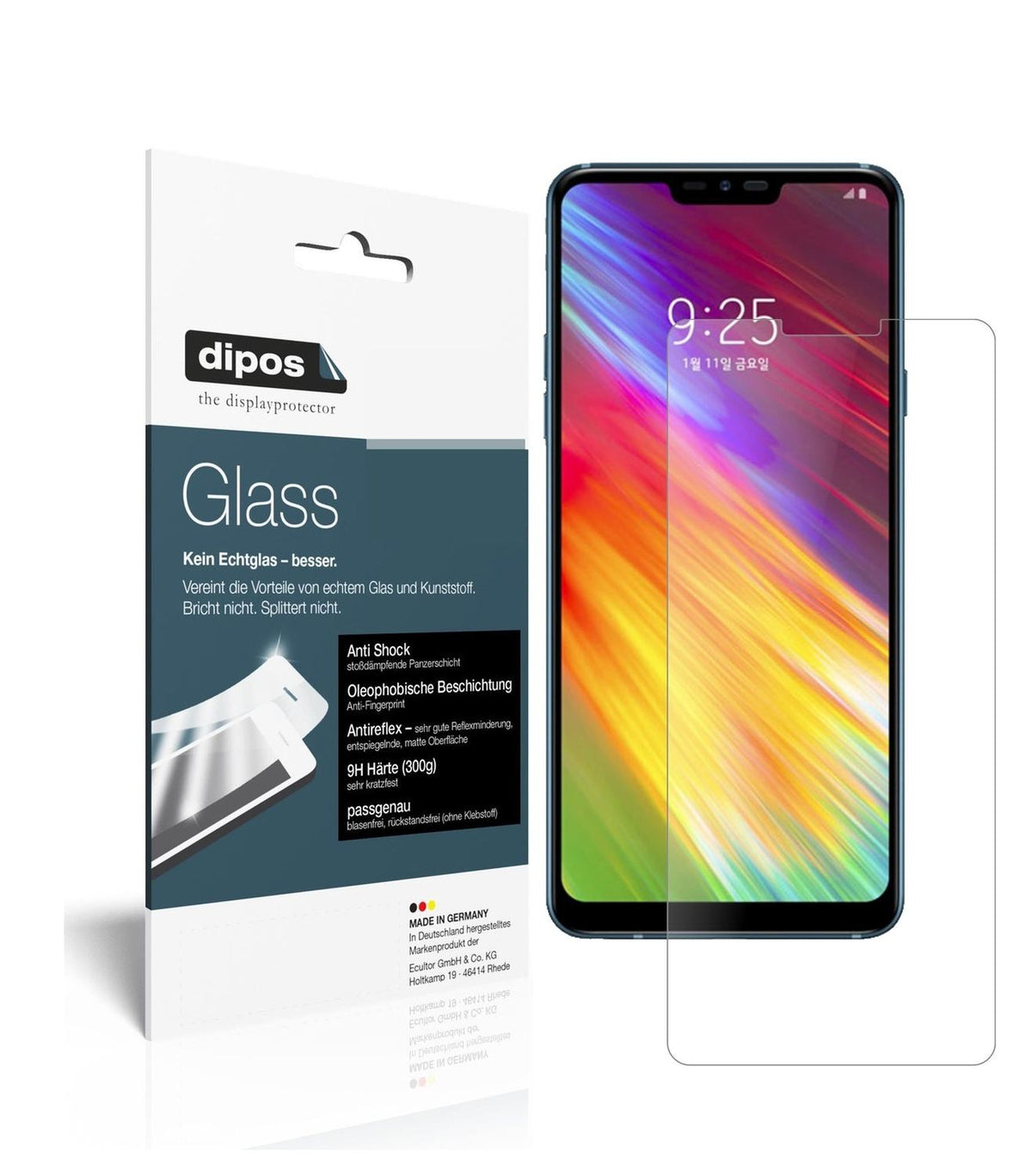 Matte Displayschutzfolie von dipos passend für LG Q9 One, 9H kratzfest und blasenfrei montiert
