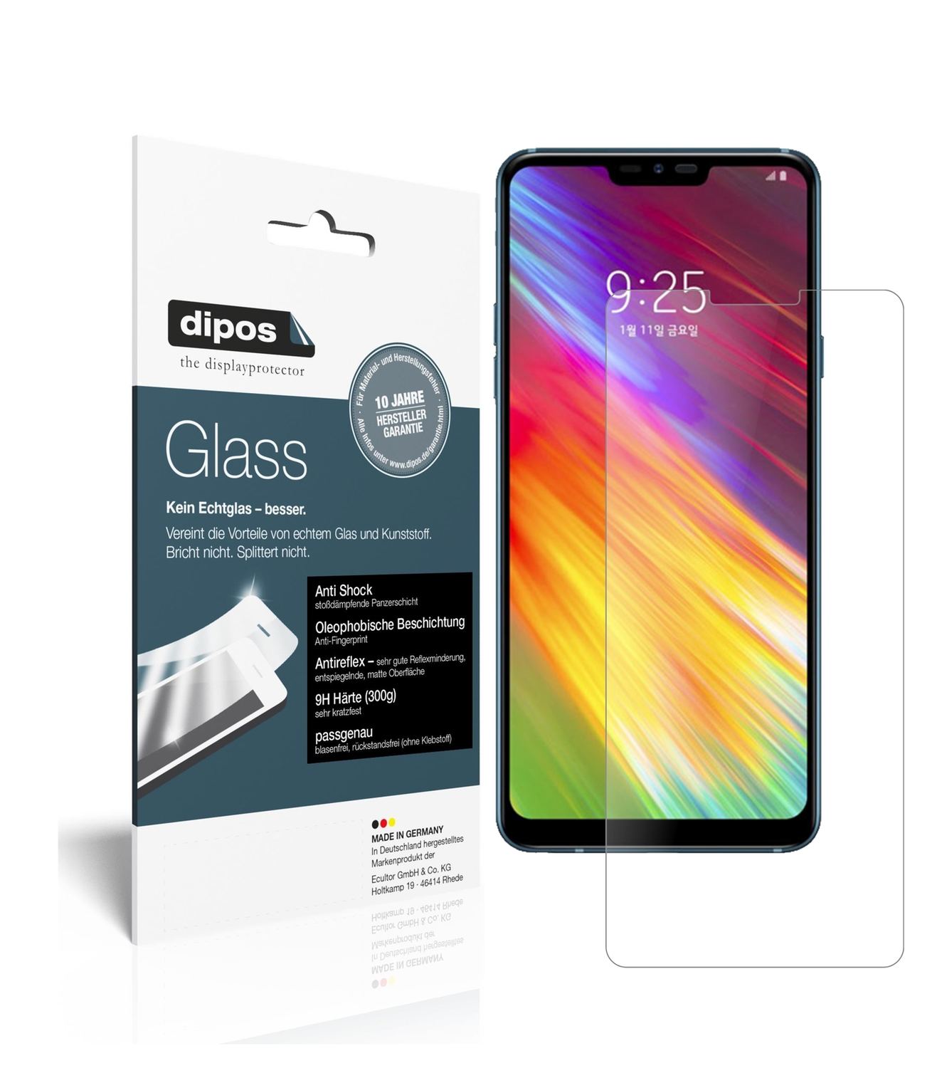 Matte Displayschutzfolie von dipos passend für LG Q9, 9H kratzfest und blasenfrei montiert