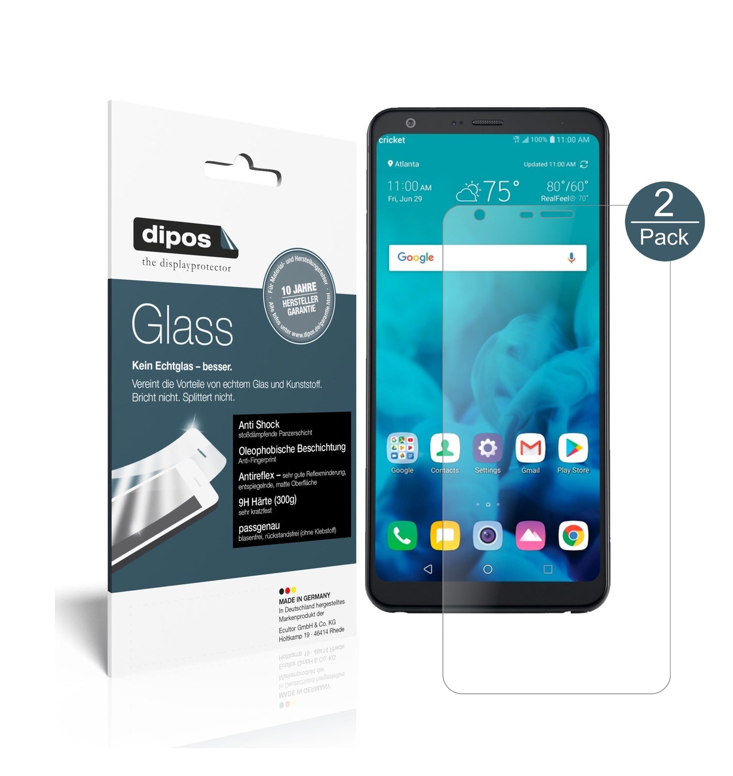Matte Displayschutzfolie von dipos passend für LG Stylo 4, 9H kratzfest und blasenfrei montiert