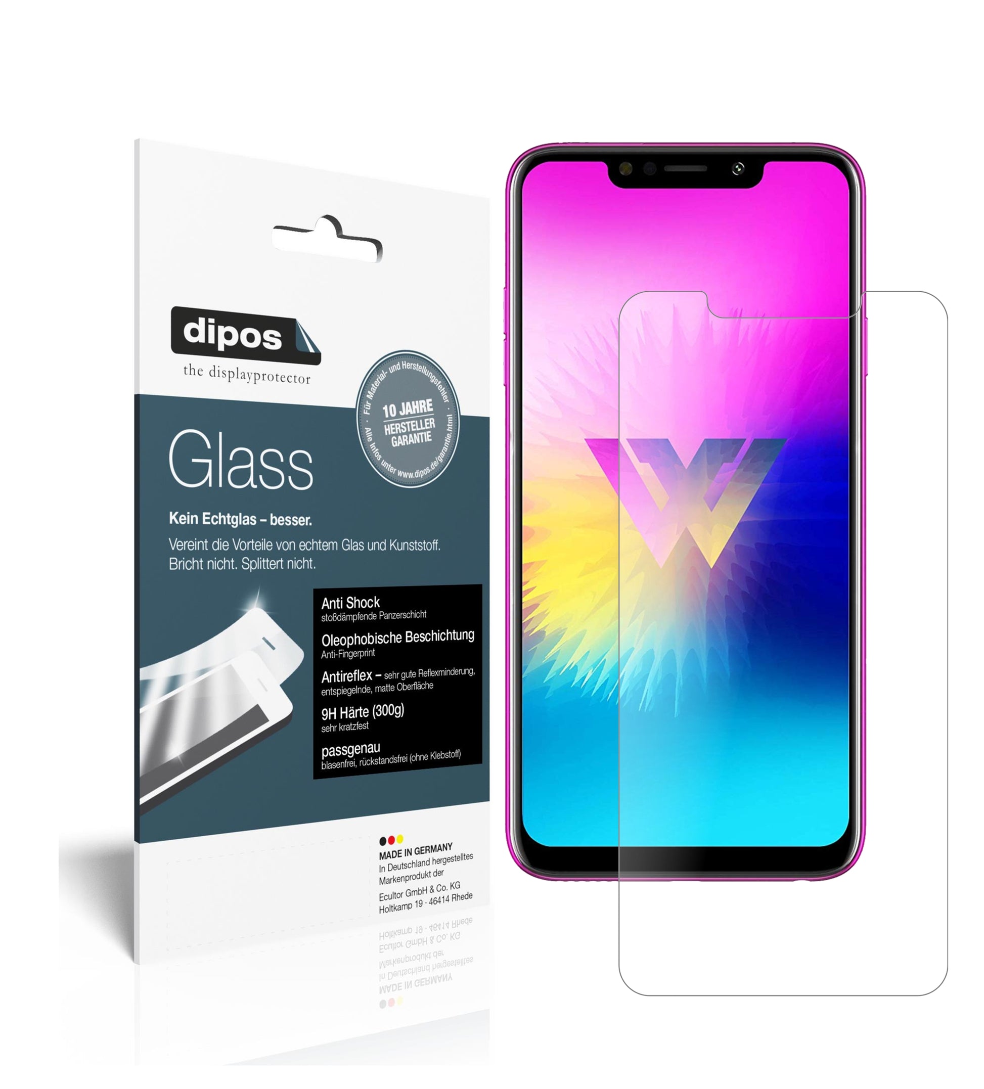 Matte Displayschutzfolie von dipos passend für LG W10, 9H kratzfest und blasenfrei montiert