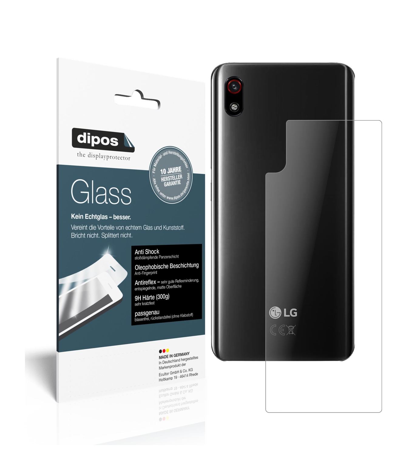 Matte Displayschutzfolie von dipos passend für LG W10 Alpha Rückseite, 9H kratzfest und blasenfrei montiert