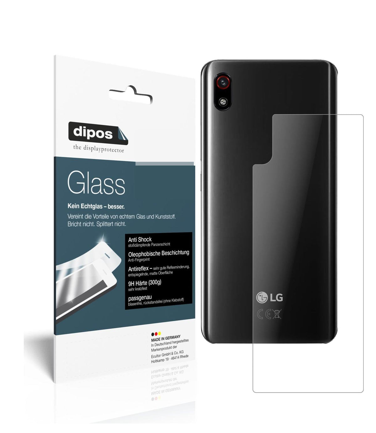 Matte Displayschutzfolie von dipos passend für LG W10 Alpha Rückseite, 9H kratzfest und blasenfrei montiert