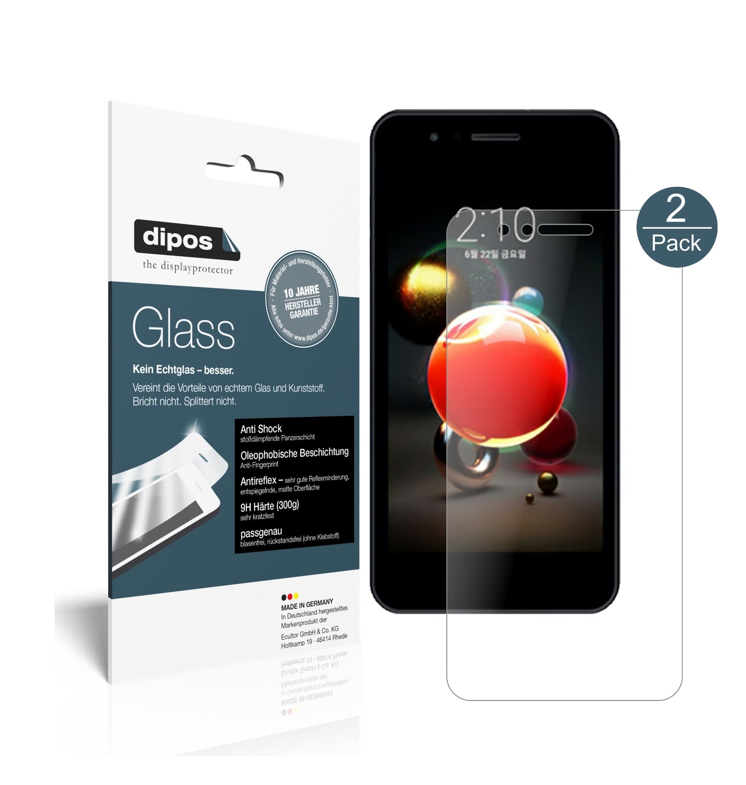 Matte Displayschutzfolie von dipos passend für LG X2 2018, 9H kratzfest und blasenfrei montiert