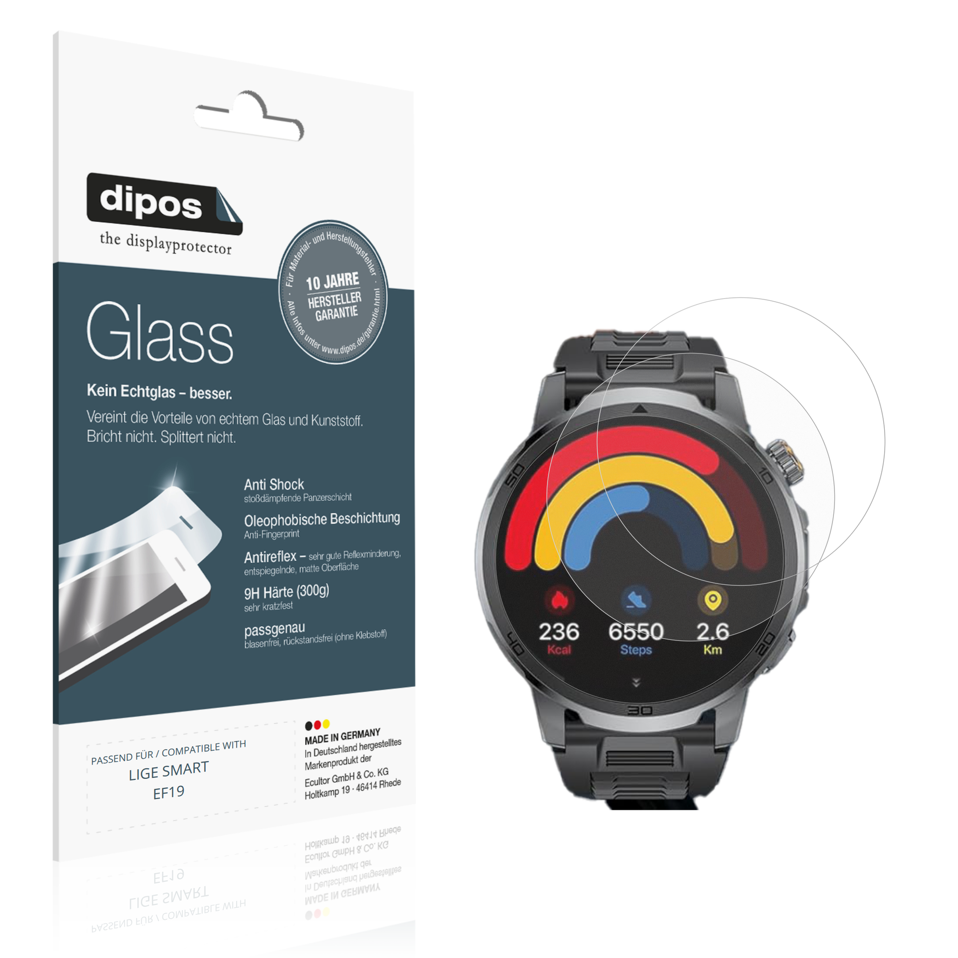 Matte Displayschutzfolie von dipos passend für LIGE SMART EF19, 9H kratzfest und blasenfrei montiert