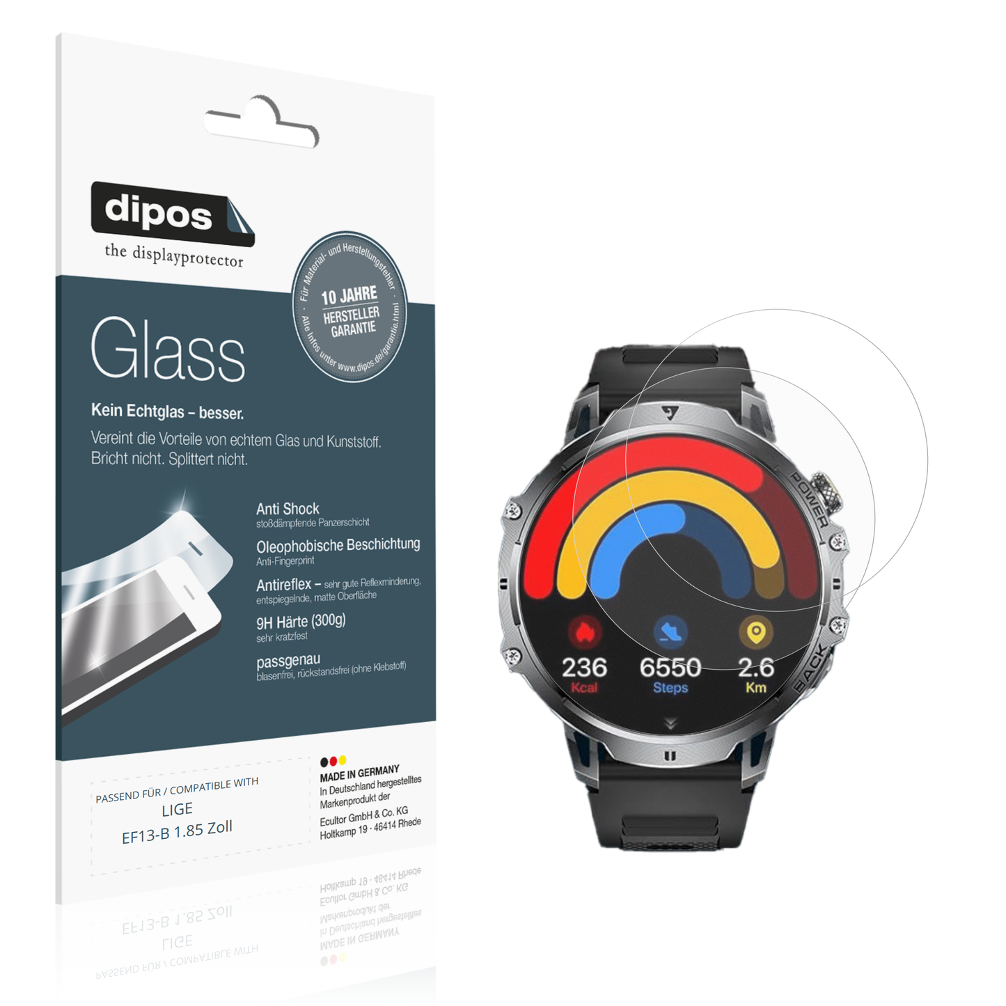 Matte Displayschutzfolie von dipos passend für LIGE EF13-B 1.85 Zoll, 9H kratzfest und blasenfrei montiert