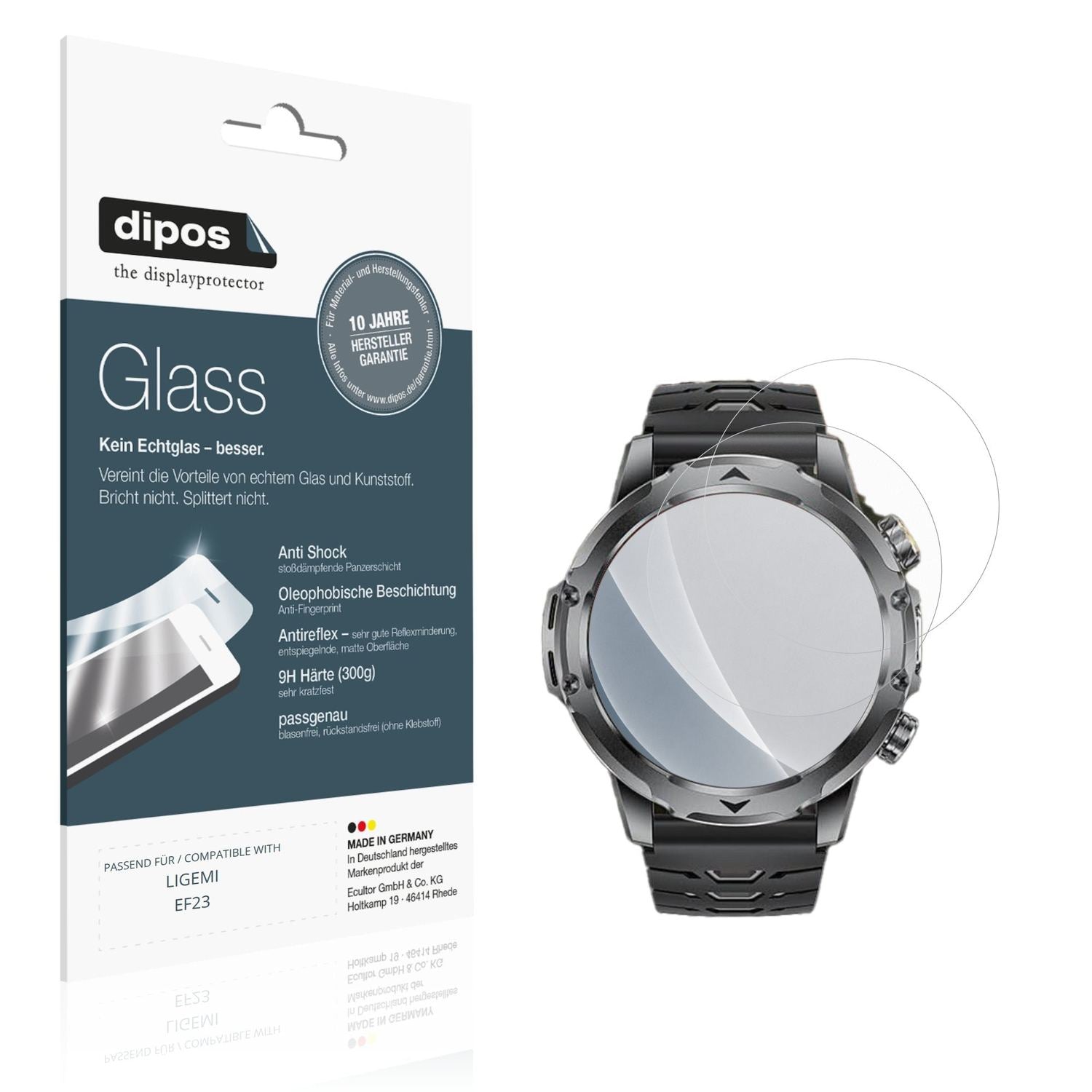 Matte Displayschutzfolie von dipos passend für LIGEMI EF23, 9H kratzfest und blasenfrei montiert