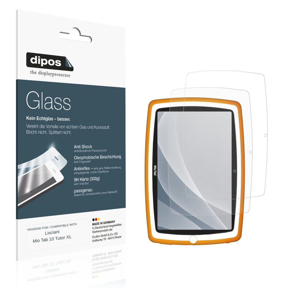 Matte Displayschutzfolie von dipos passend für Lisciani Mio Tab 10 Tutor XL, 9H kratzfest und blasenfrei montiert