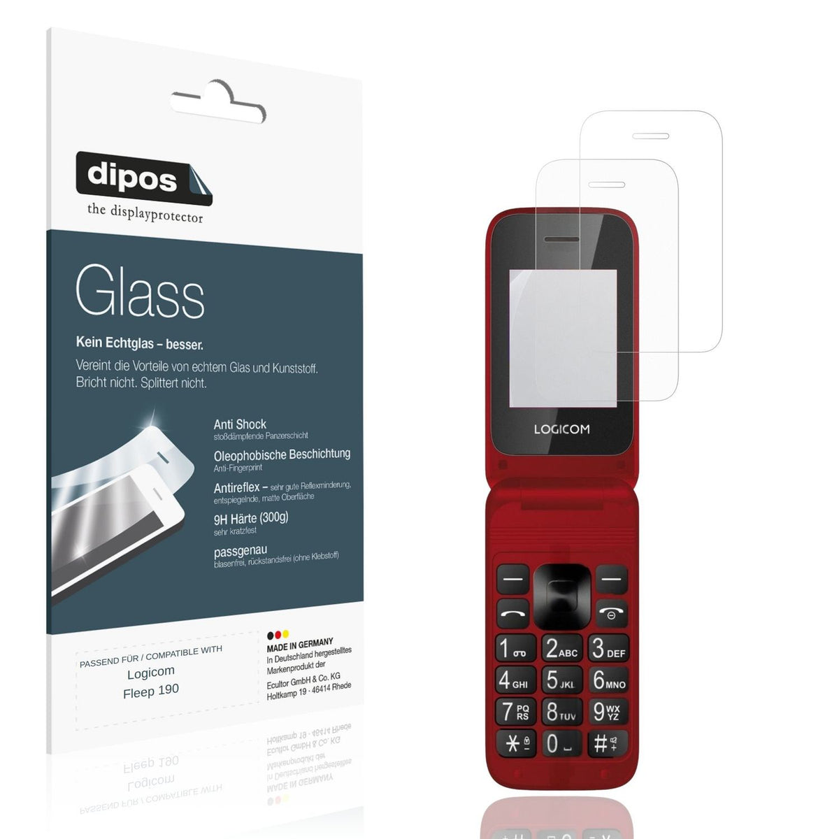 Matte Displayschutzfolie von dipos passend für Logicom Fleep 190, 9H kratzfest und blasenfrei montiert