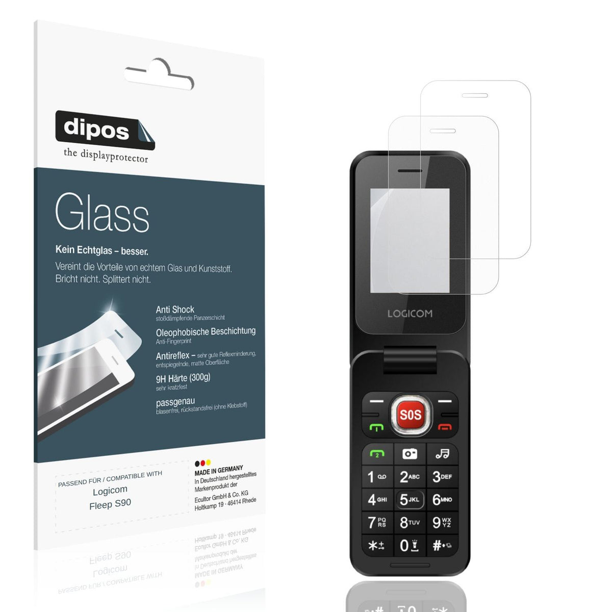Matte Displayschutzfolie von dipos passend für Logicom Fleep S90, 9H kratzfest und blasenfrei montiert