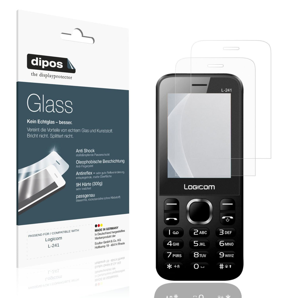 Matte Displayschutzfolie von dipos passend für Logicom L-241, 9H kratzfest und blasenfrei montiert