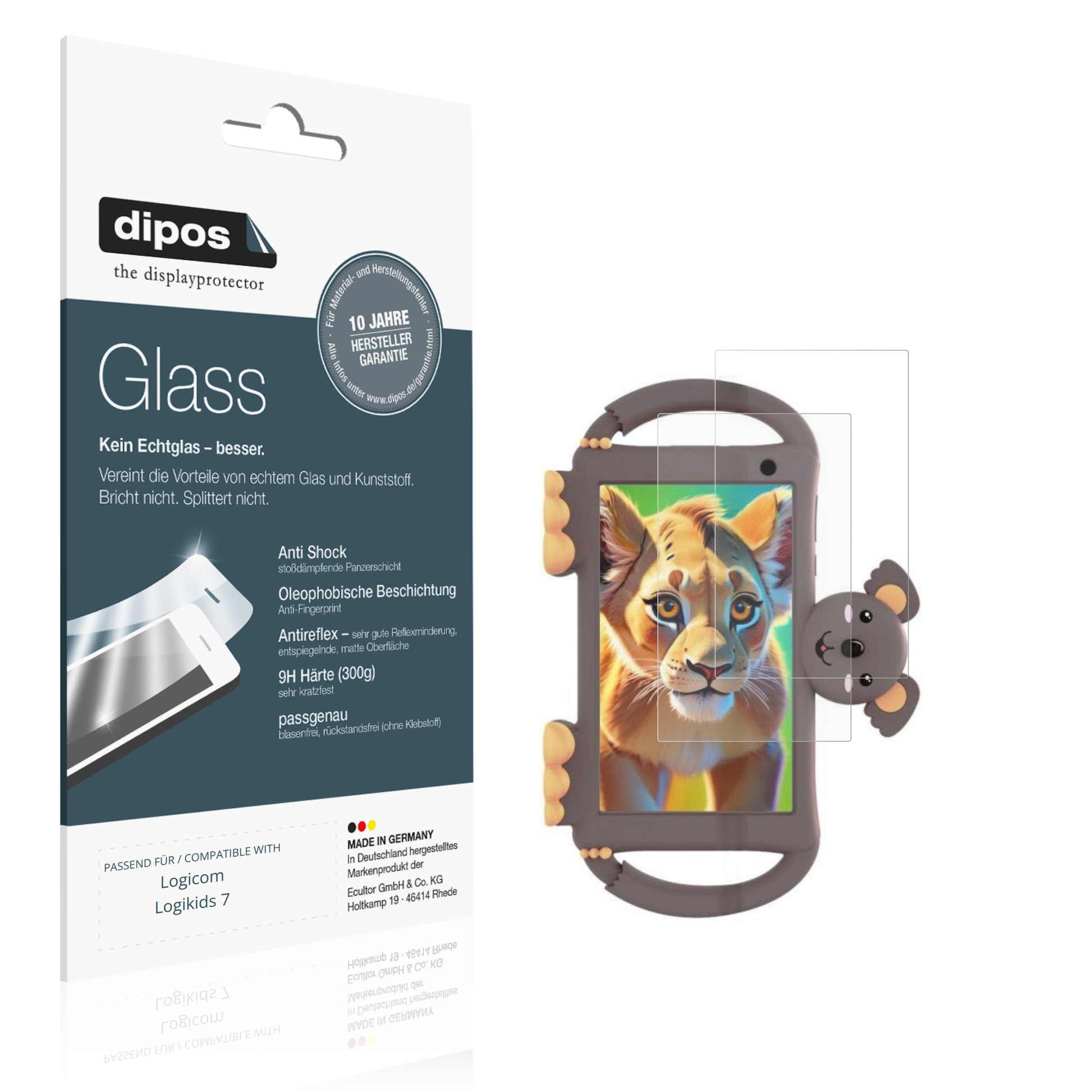 Matte Displayschutzfolie von dipos passend für Logicom Logikids 7, 9H kratzfest und blasenfrei montiert