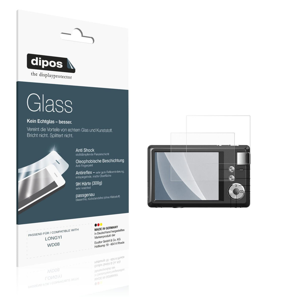 Matte Displayschutzfolie von dipos passend für LONGYI WD08, 9H kratzfest und blasenfrei montiert