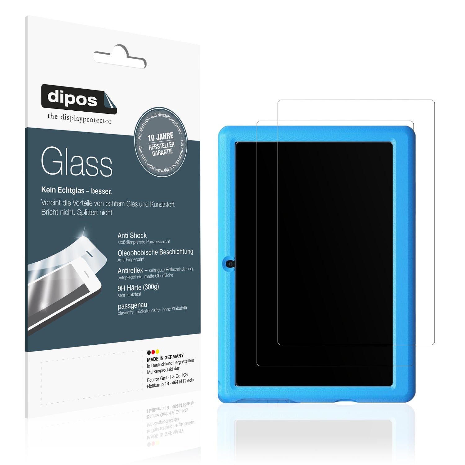 Matte Displayschutzfolie von dipos passend für Lville Kinder Tablet, 9H kratzfest und blasenfrei montiert