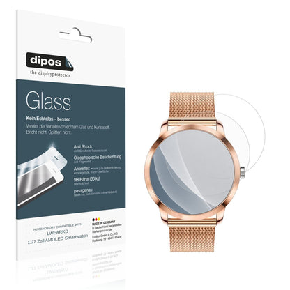 Matte Displayschutzfolie von dipos passend für LWEARKD 1.27 Zoll AMOLED Smartwatch, 9H kratzfest und blasenfrei montiert