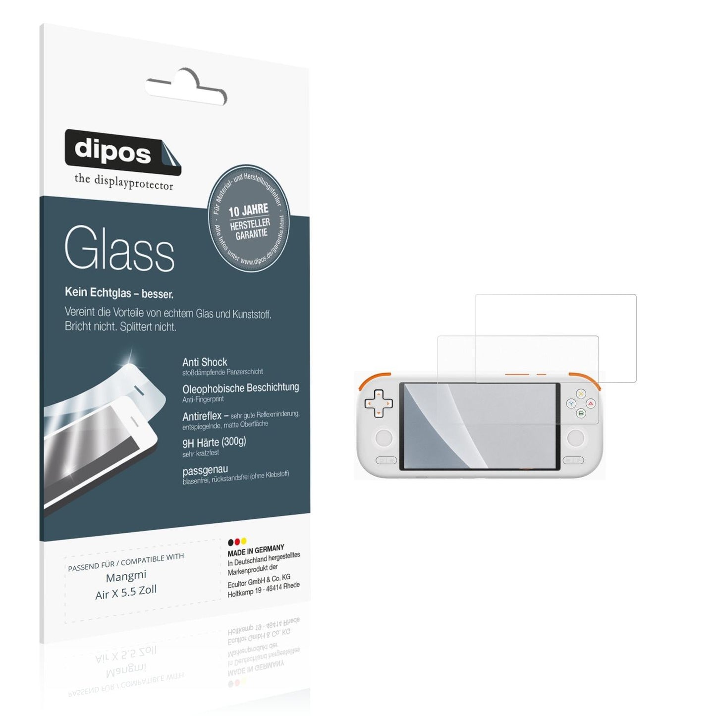 Matte Displayschutzfolie von dipos passend für Mangmi Air X 5.5 Zoll, 9H kratzfest und blasenfrei montiert