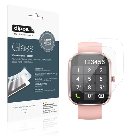 Matte Displayschutzfolie von dipos passend für Matast T70, 9H kratzfest und blasenfrei montiert