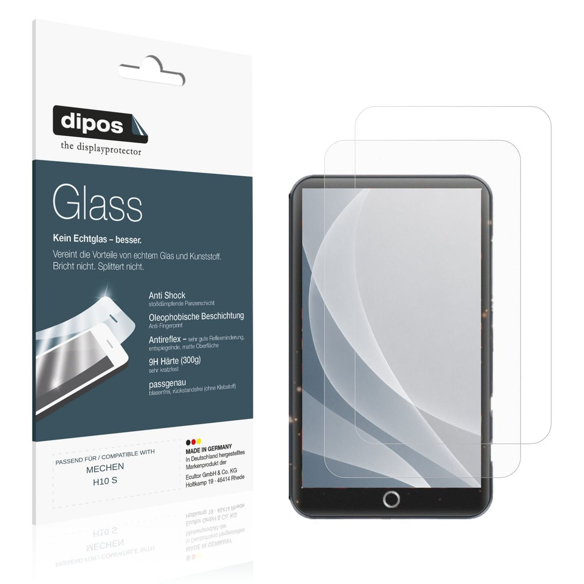 Matte Displayschutzfolie von dipos passend für MECHEN H10 S, 9H kratzfest und blasenfrei montiert