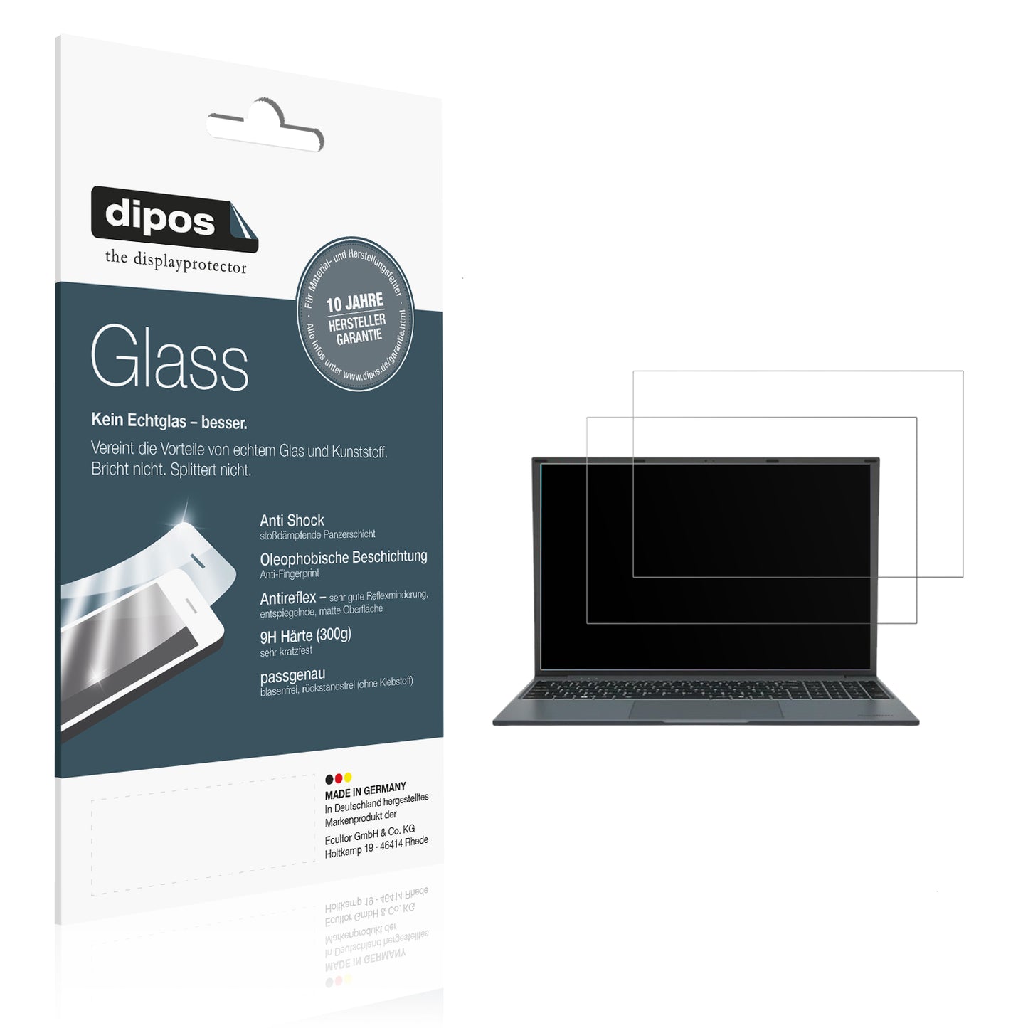 Matte Displayschutzfolie von dipos passend für Medion E16443, 9H kratzfest und blasenfrei montiert