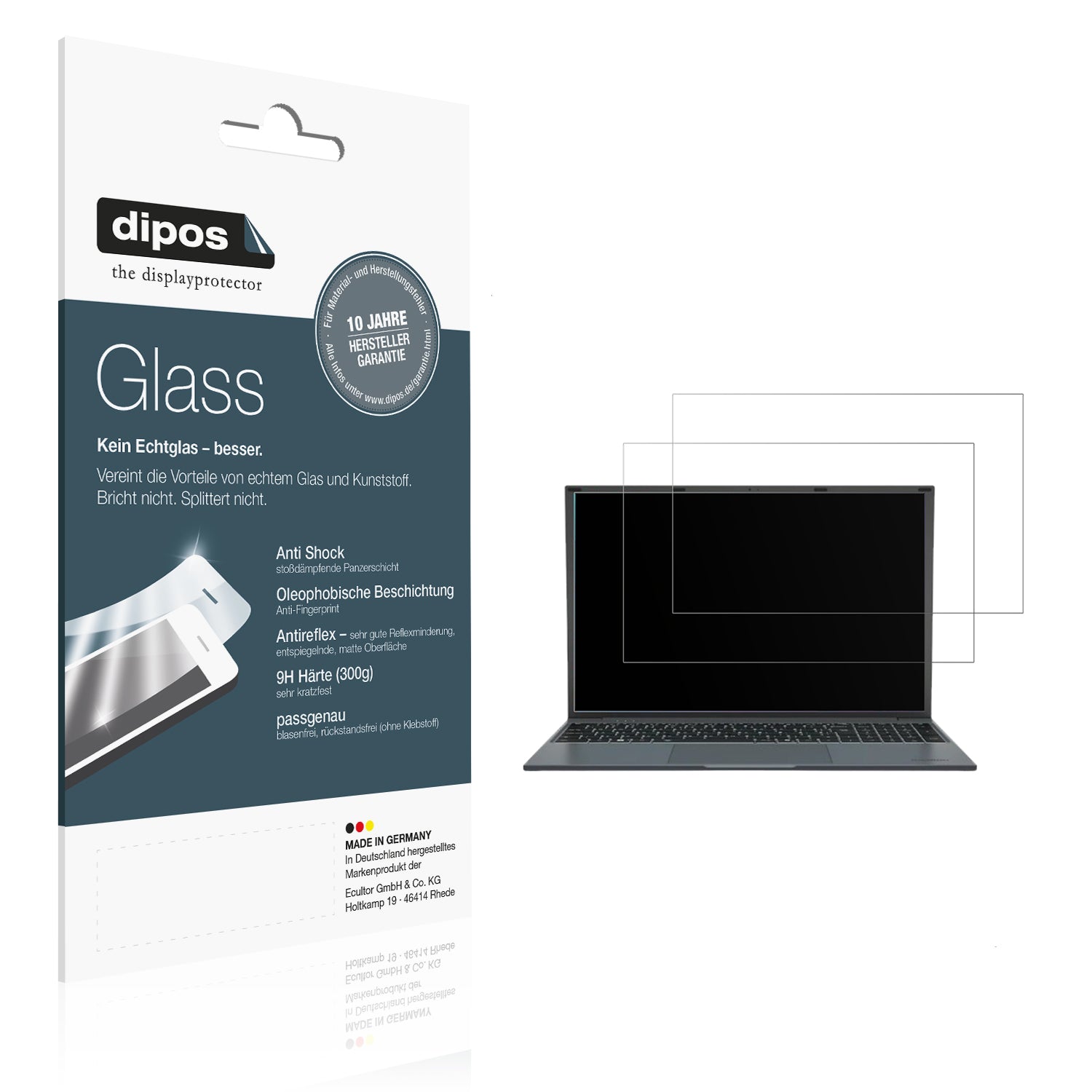 Matte Displayschutzfolie von dipos passend für Medion E16443, 9H kratzfest und blasenfrei montiert