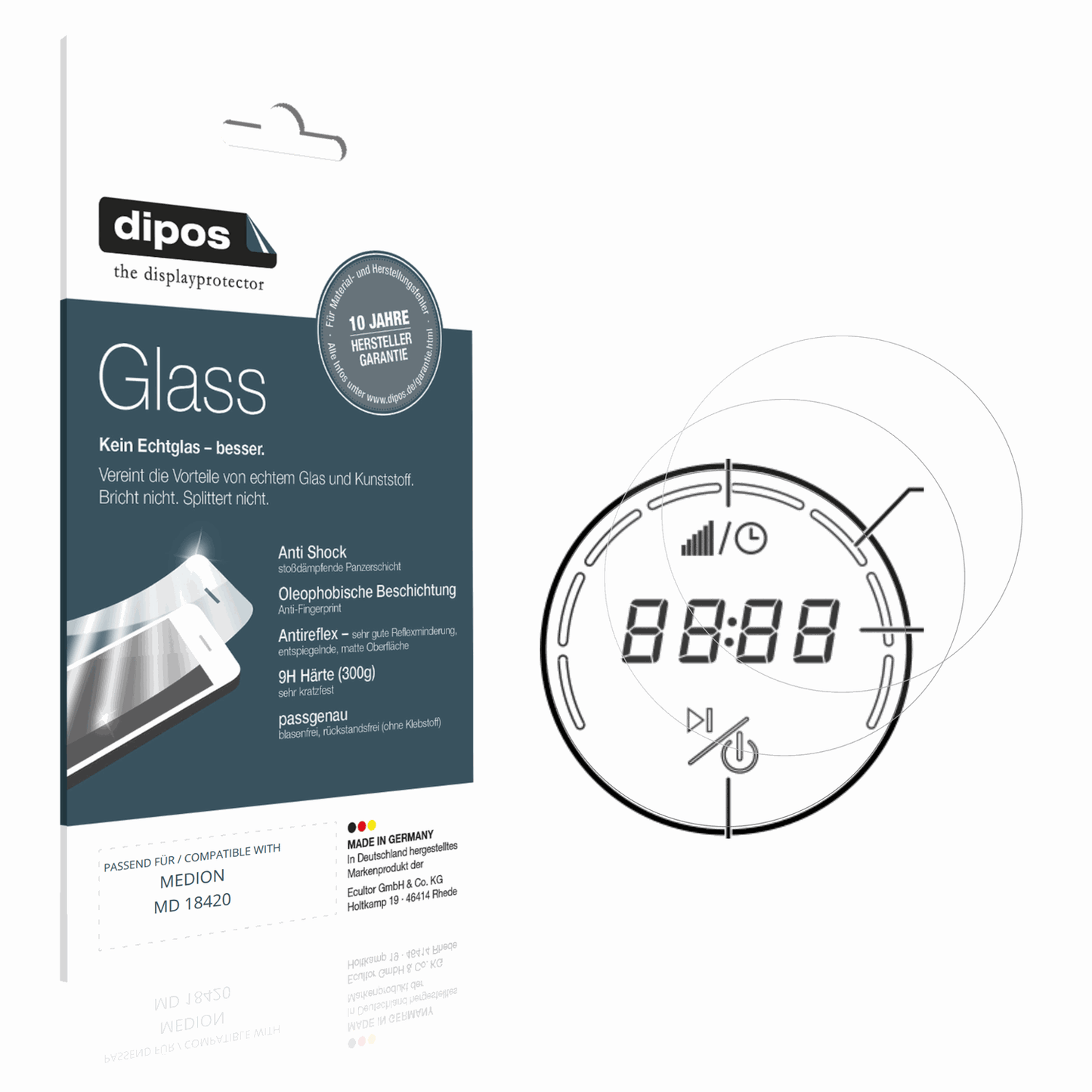 Matte Displayschutzfolie von dipos passend für MEDION MD 18420, 9H kratzfest und blasenfrei montiert